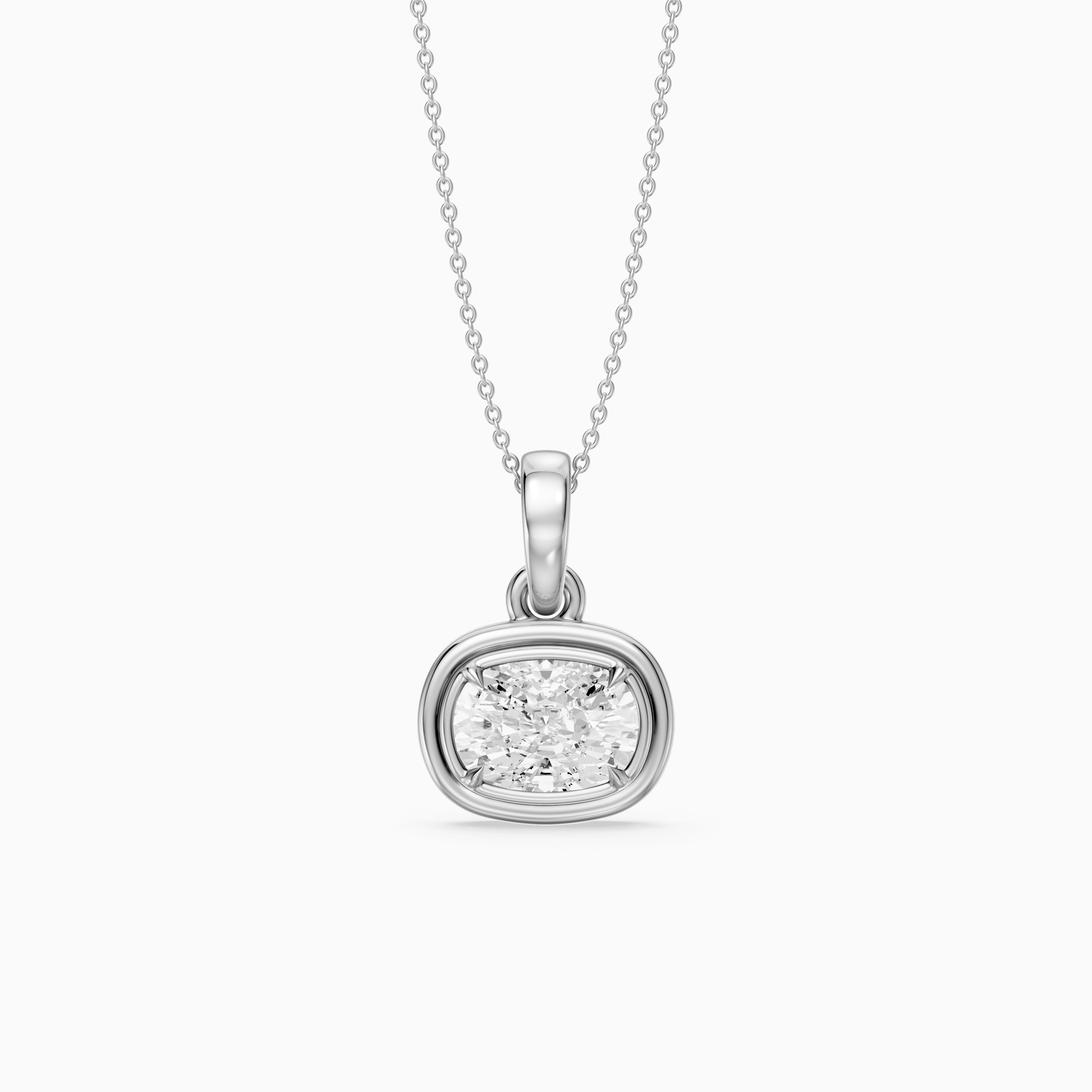 Carmen East West Elongated Cushion Cut Lab Grown Diamond Bezel Pendant