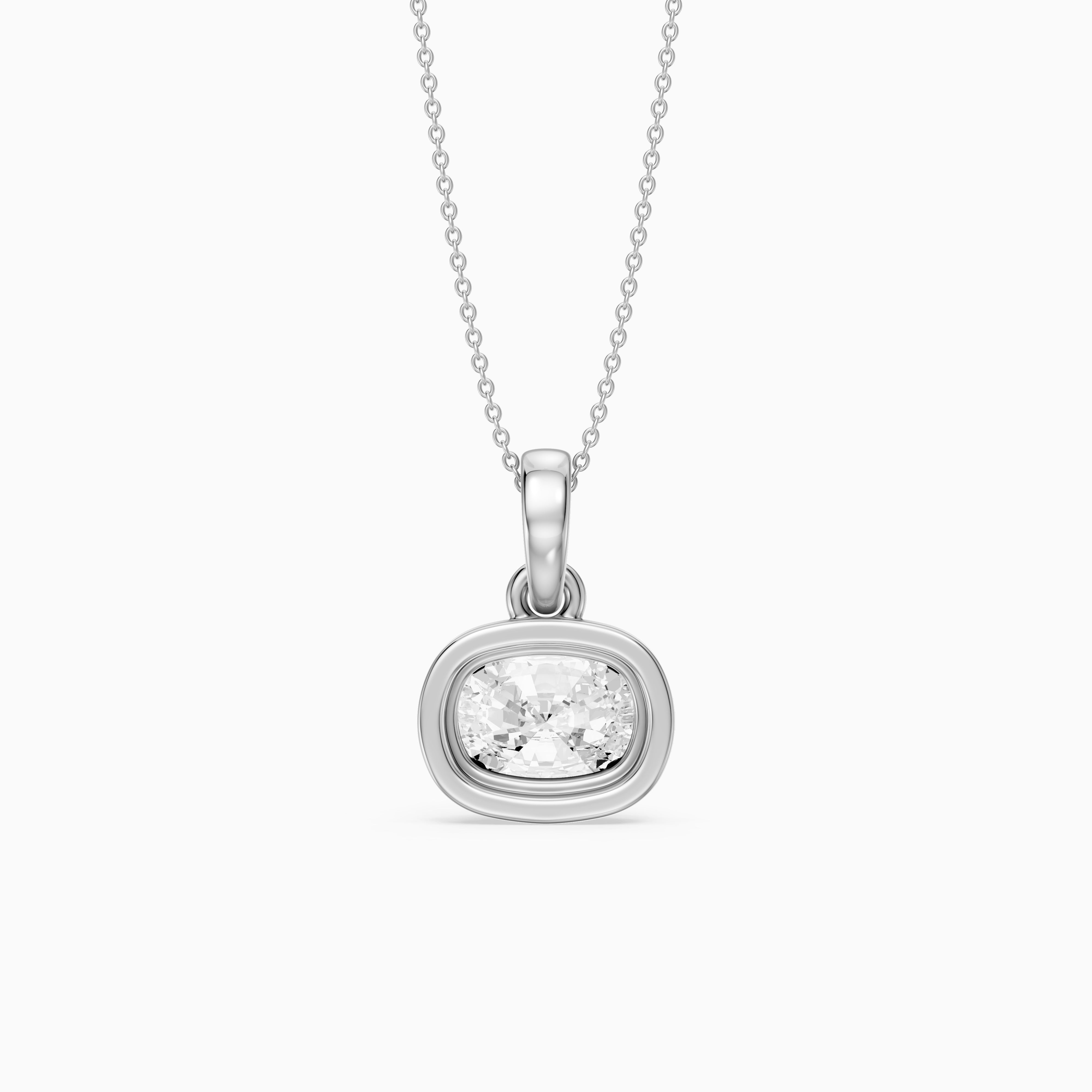 Carmen East West Elongated Cushion Cut Lab Grown Diamond Bezel Pendant