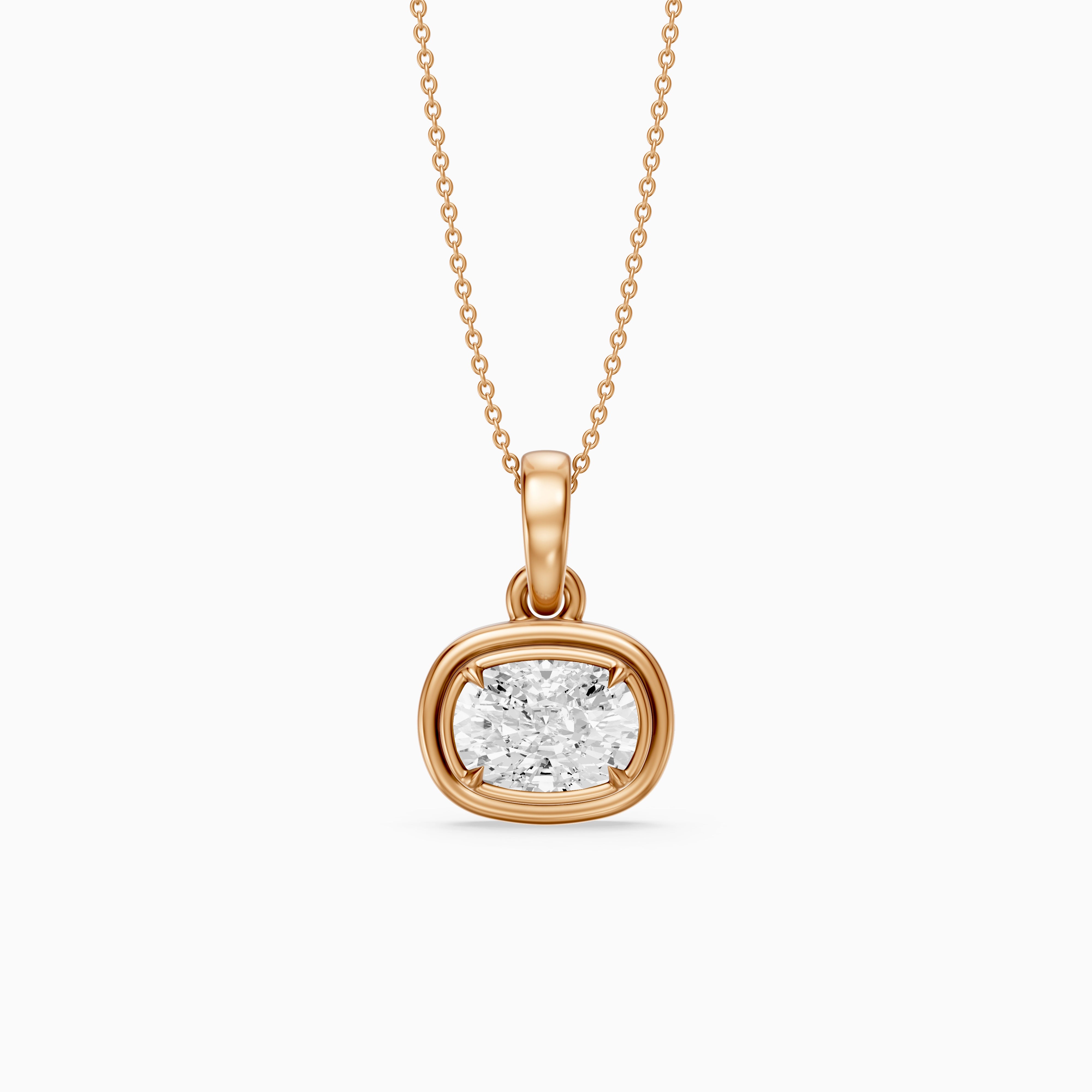 Carmen East West Elongated Cushion Cut Lab Grown Diamond Bezel Pendant