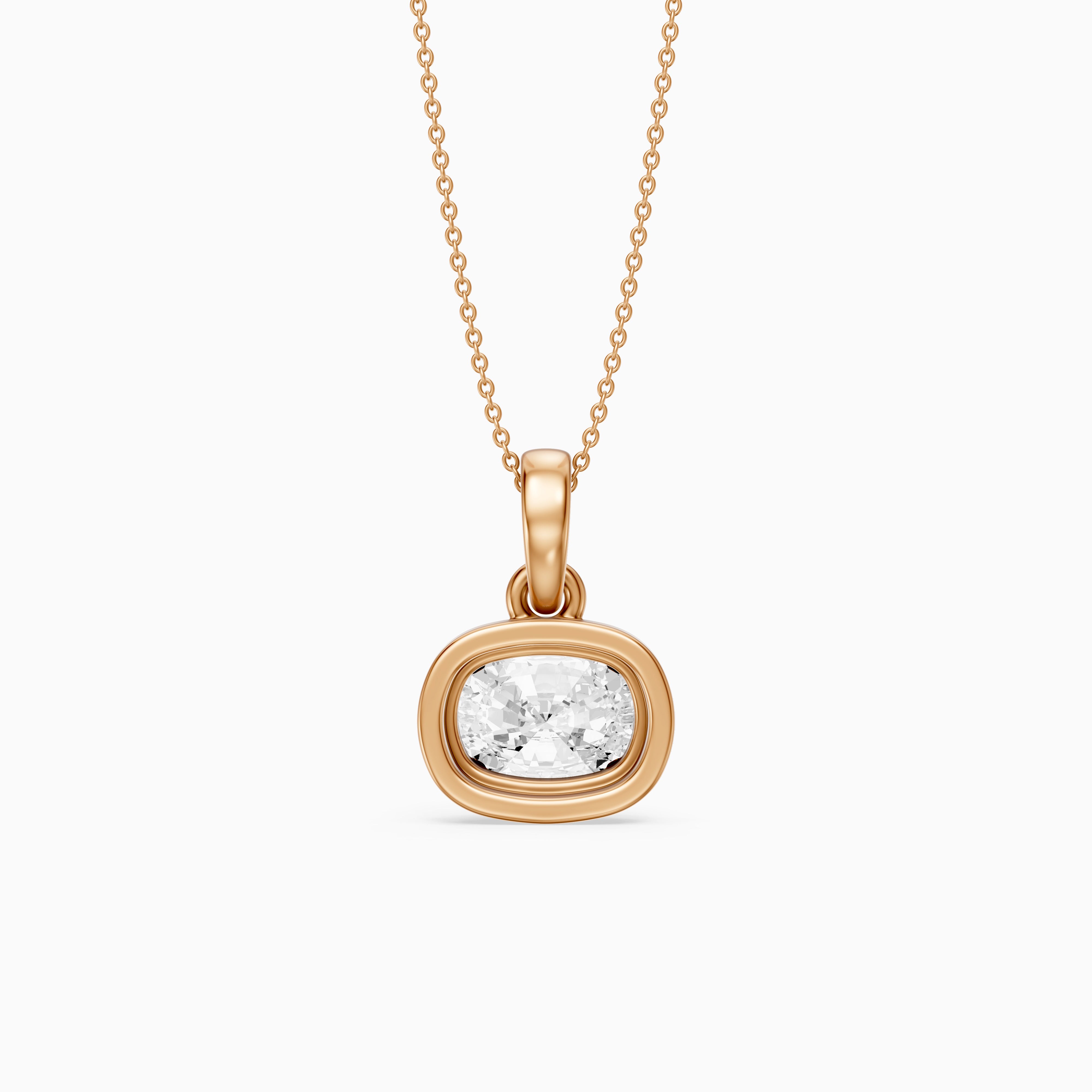 Carmen East West Elongated Cushion Cut Lab Grown Diamond Bezel Pendant