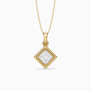Macie East West Princess Cut Lab Grown Diamond Solitaire Bezel Pendant