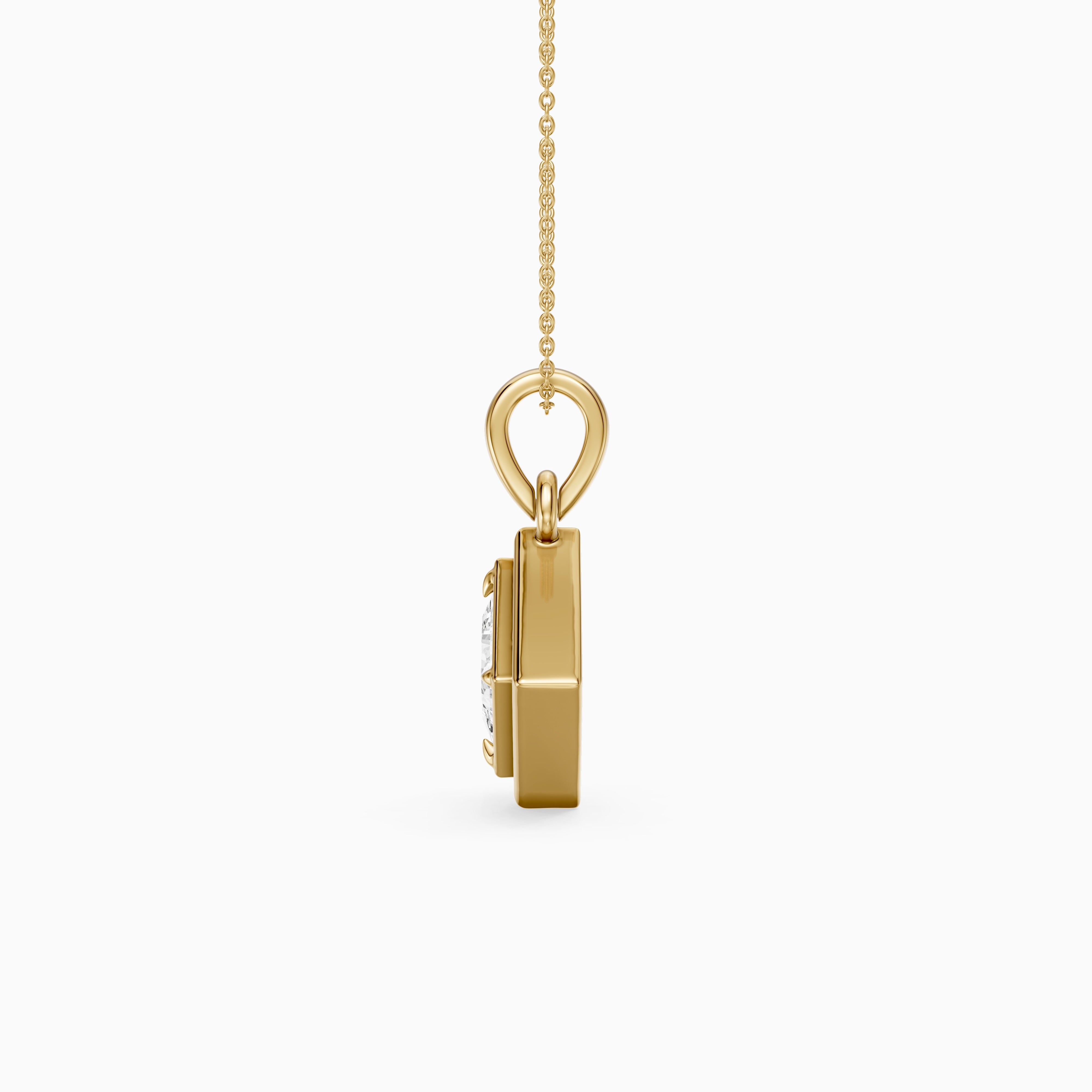 Macie East West Princess Cut Lab Grown Diamond Solitaire Bezel Pendant