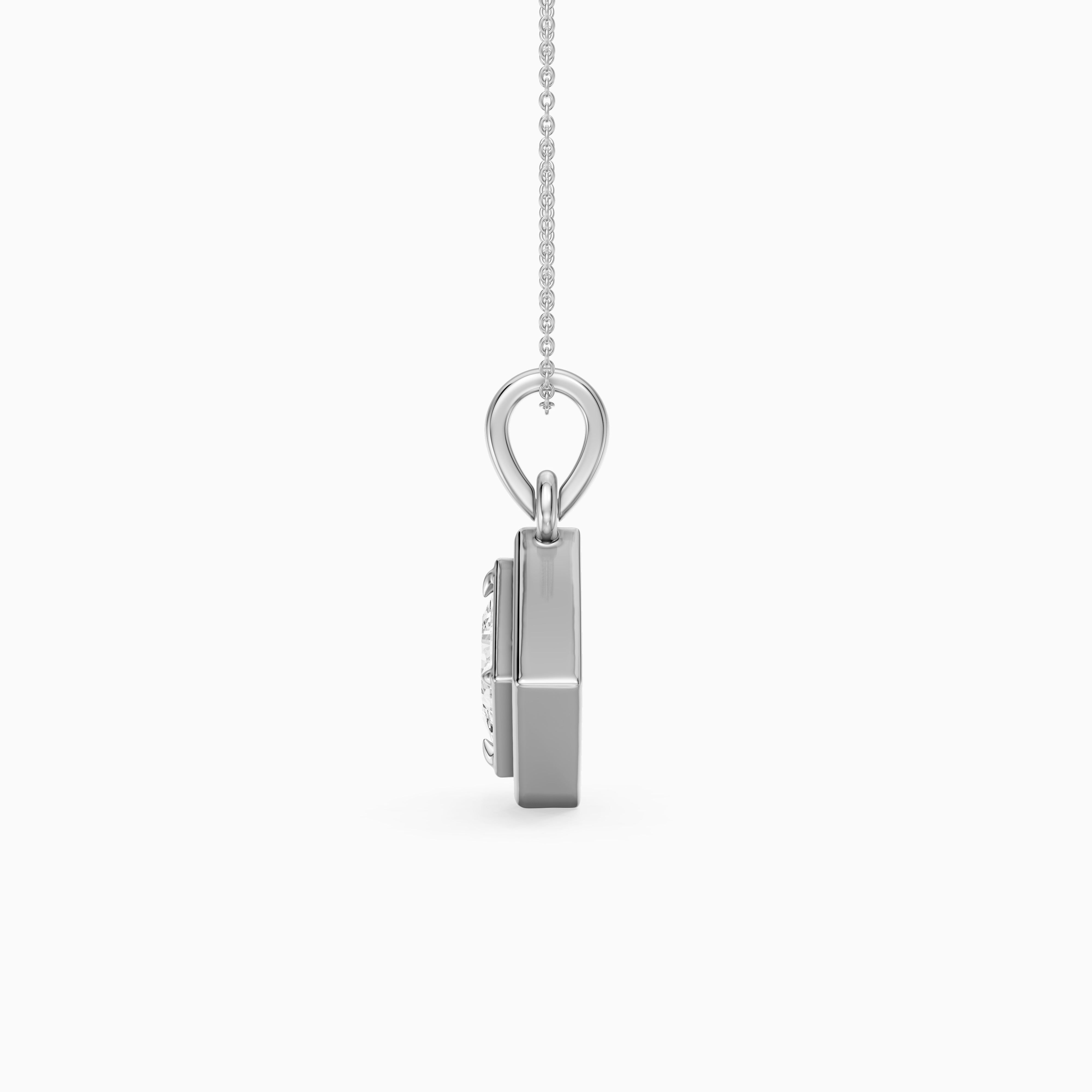 Macie East West Princess Cut Lab Grown Diamond Solitaire Bezel Pendant