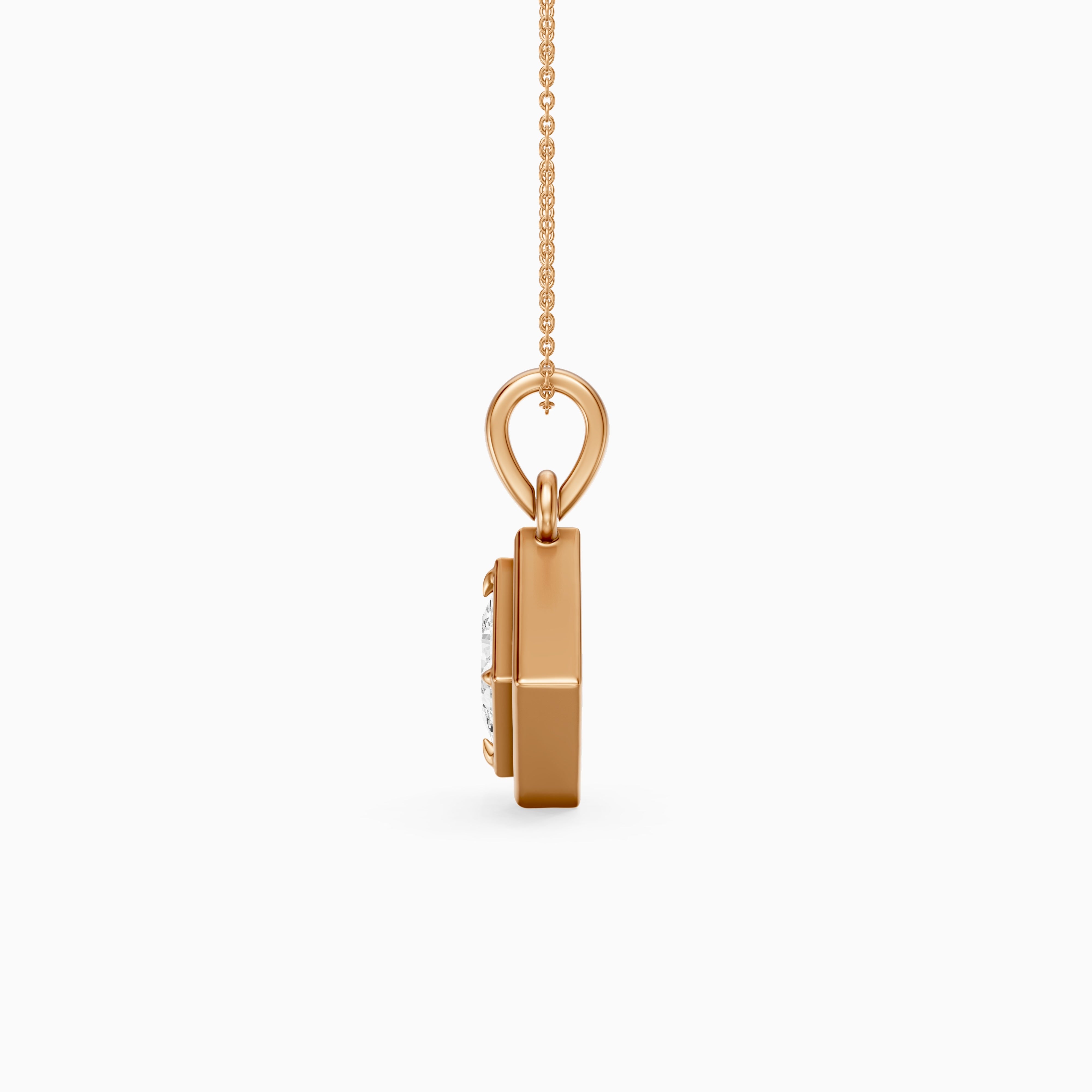 Macie East West Princess Cut Lab Grown Diamond Solitaire Bezel Pendant