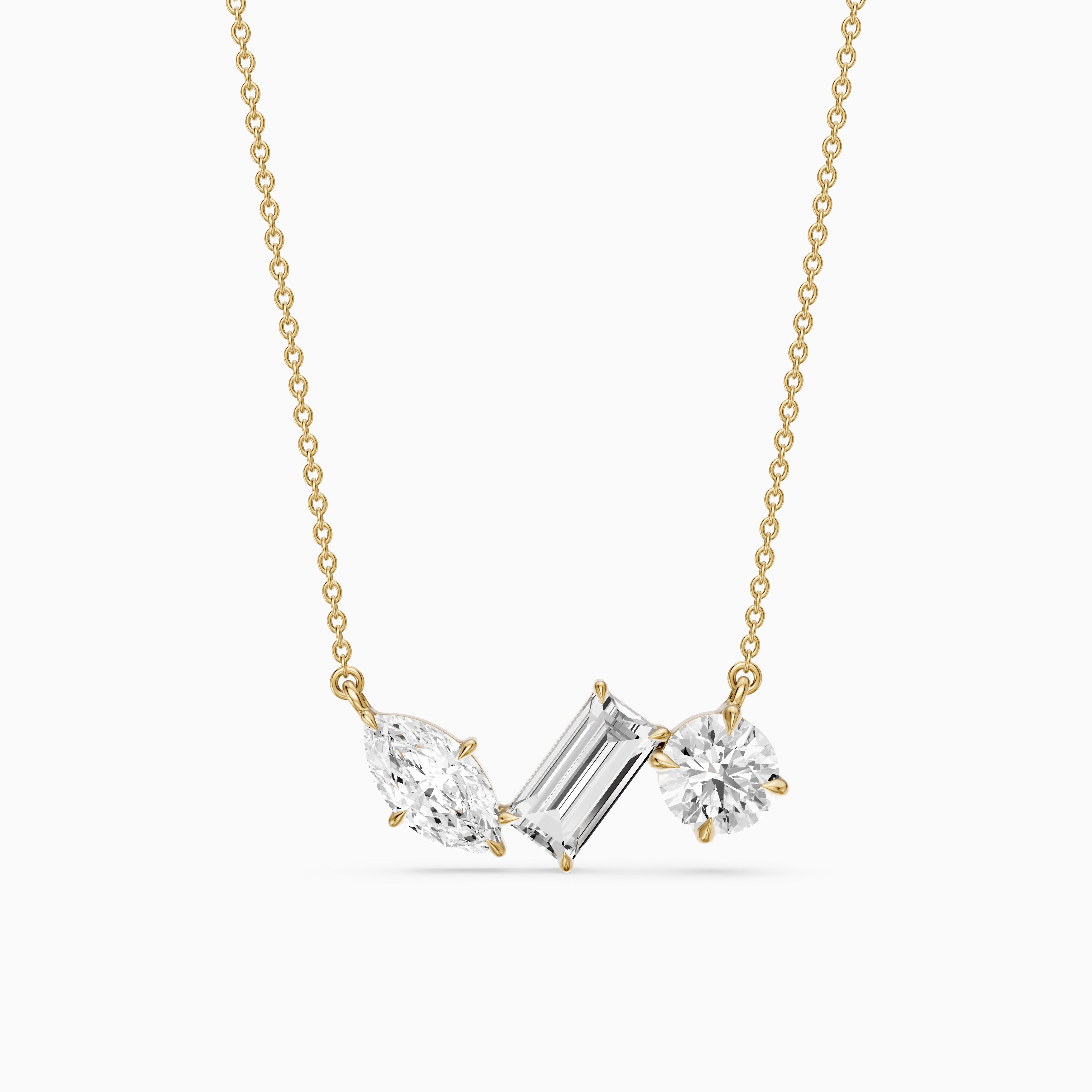 Gracie Marquise, Baguette and Round Lab Grown Diamond Trio Necklace