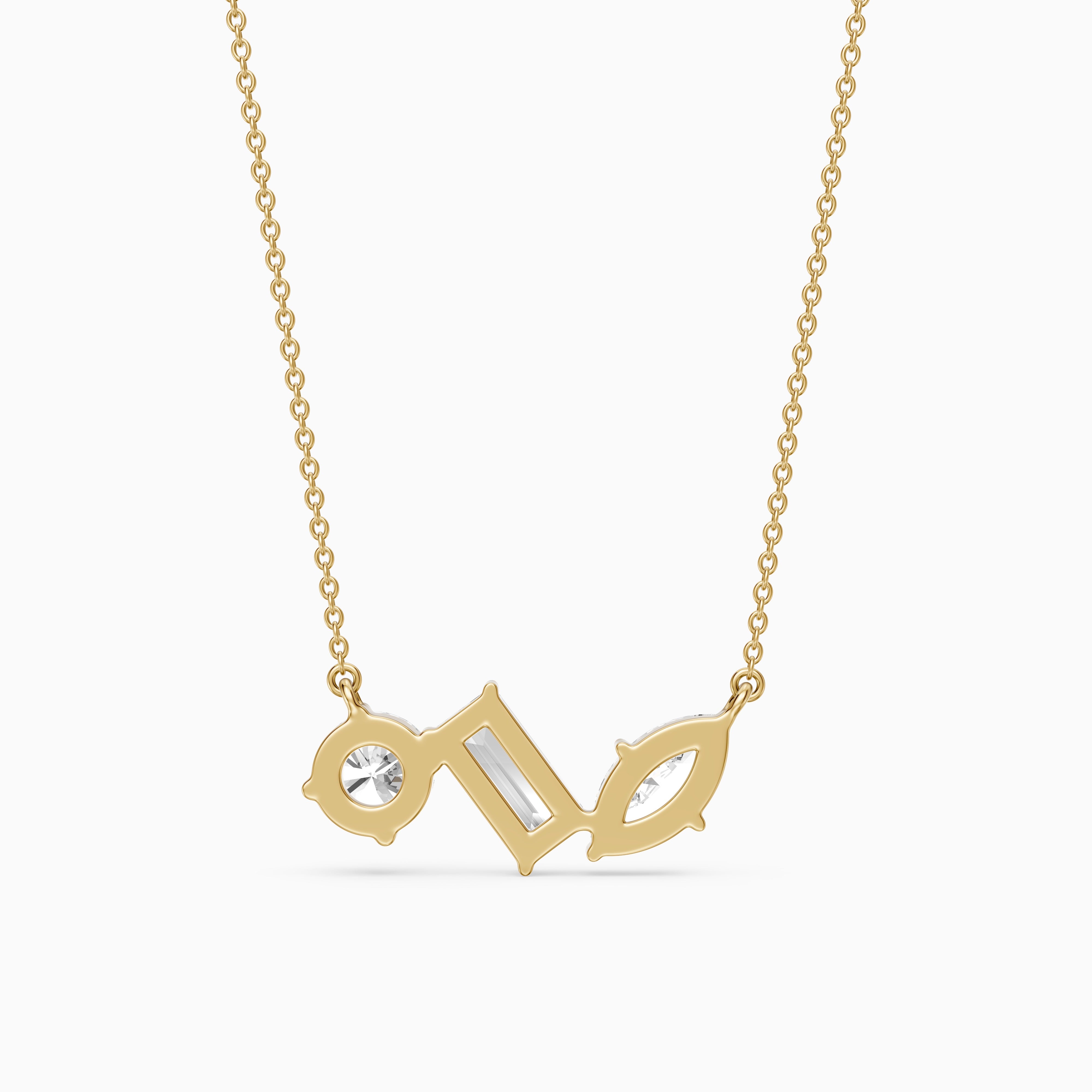Gracie Marquise, Baguette and Round Lab Grown Diamond Trio Necklace