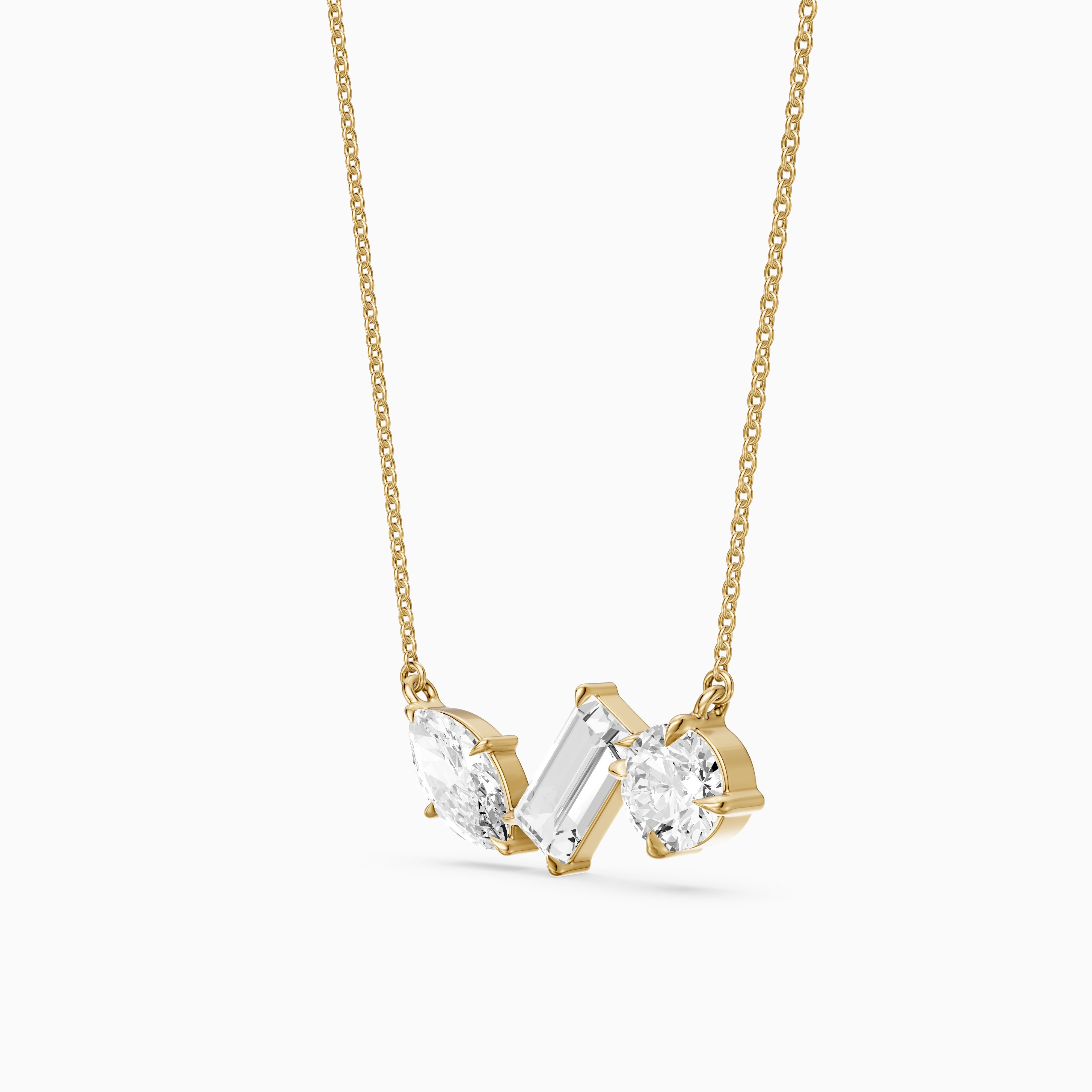 Gracie Marquise, Baguette and Round Lab Grown Diamond Trio Necklace