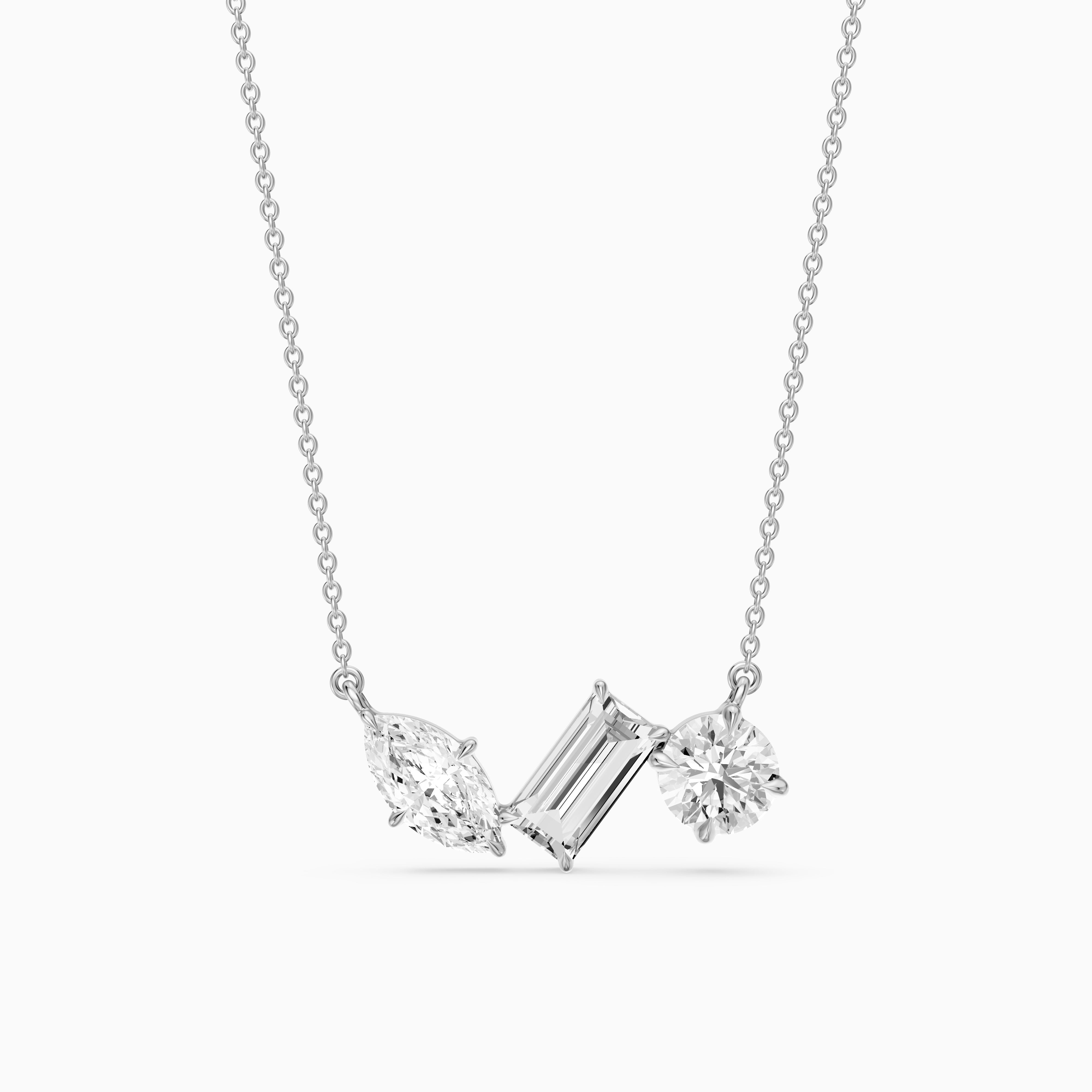 Gracie Marquise, Baguette and Round Lab Grown Diamond Trio Necklace