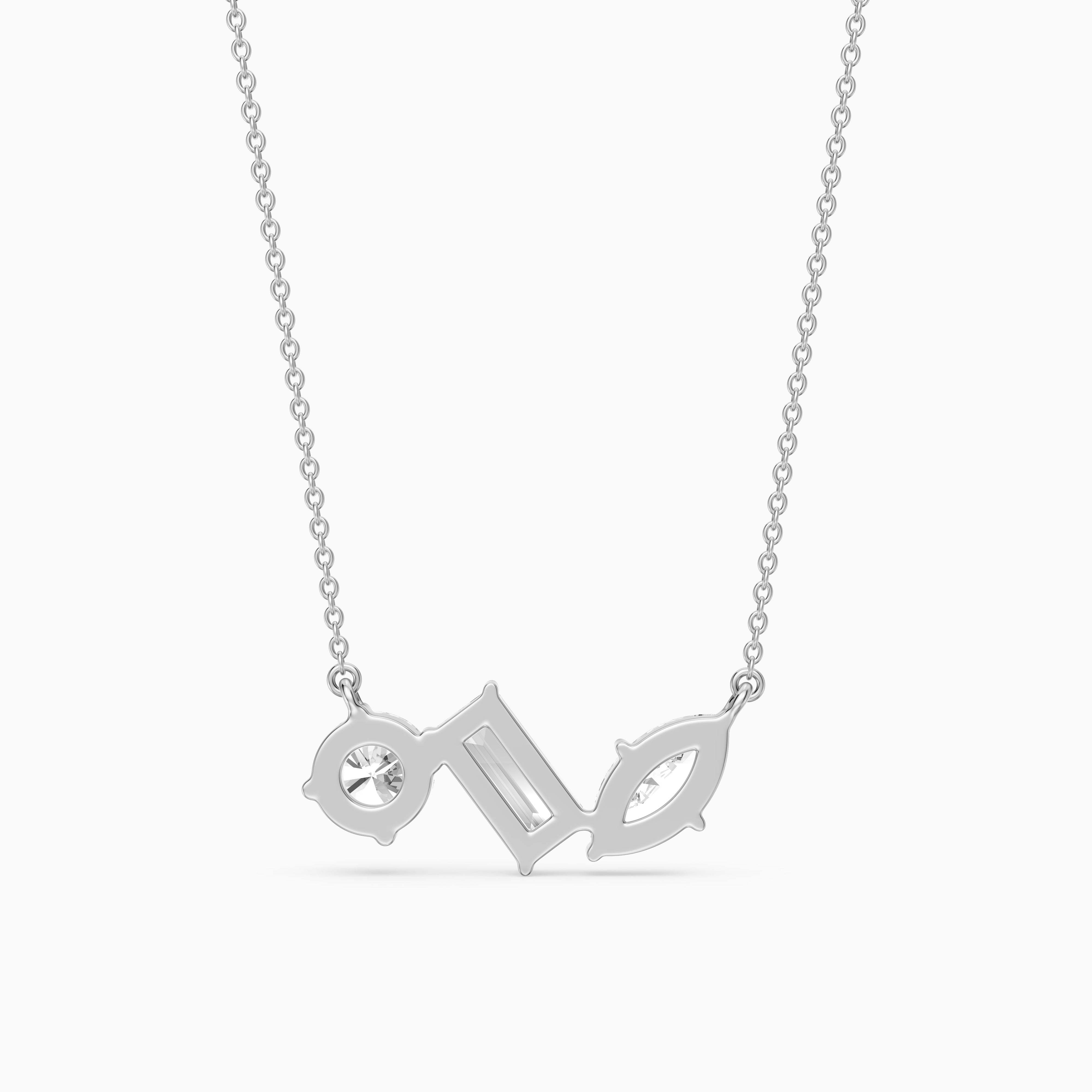 Gracie Marquise, Baguette and Round Lab Grown Diamond Trio Necklace