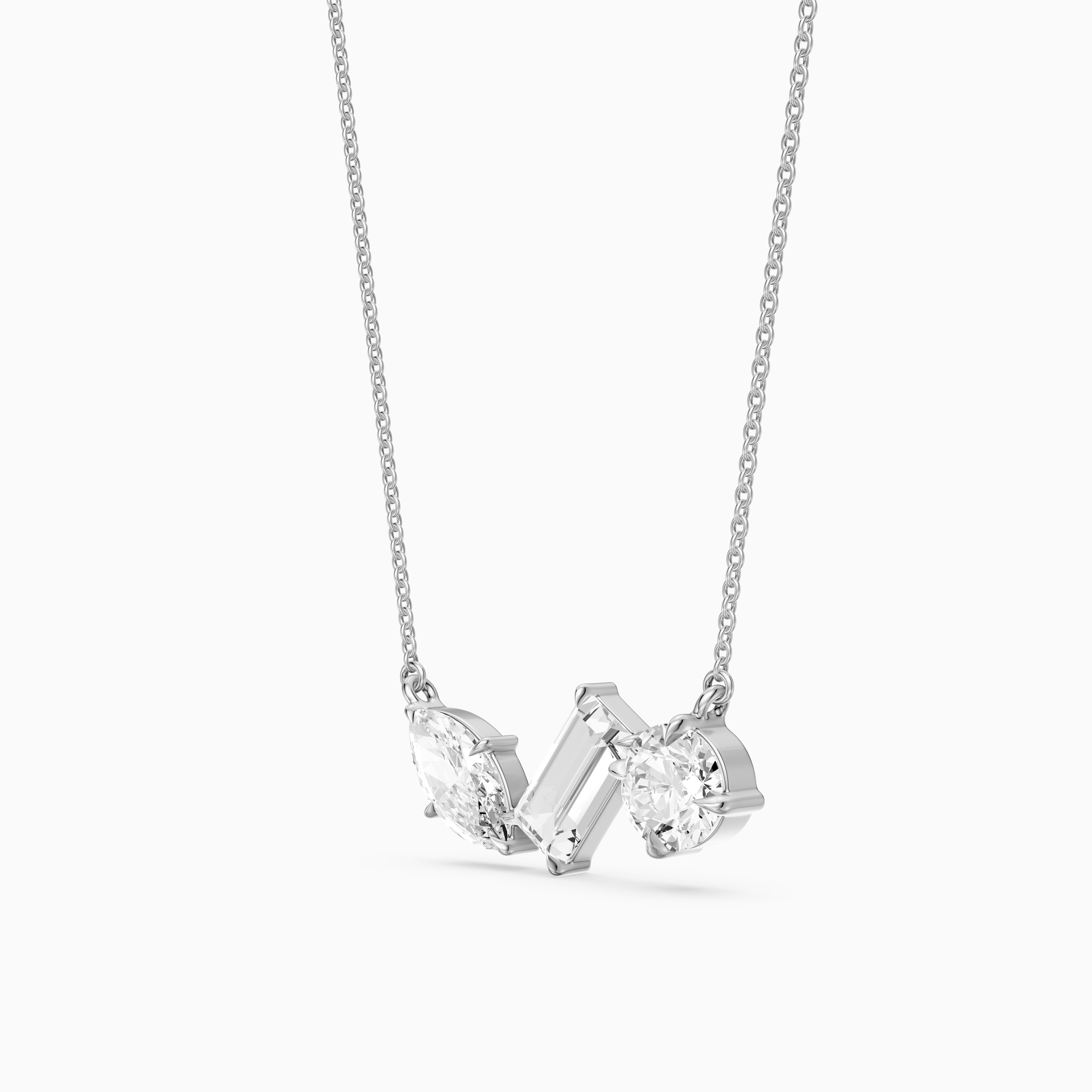 Gracie Marquise, Baguette and Round Lab Grown Diamond Trio Necklace