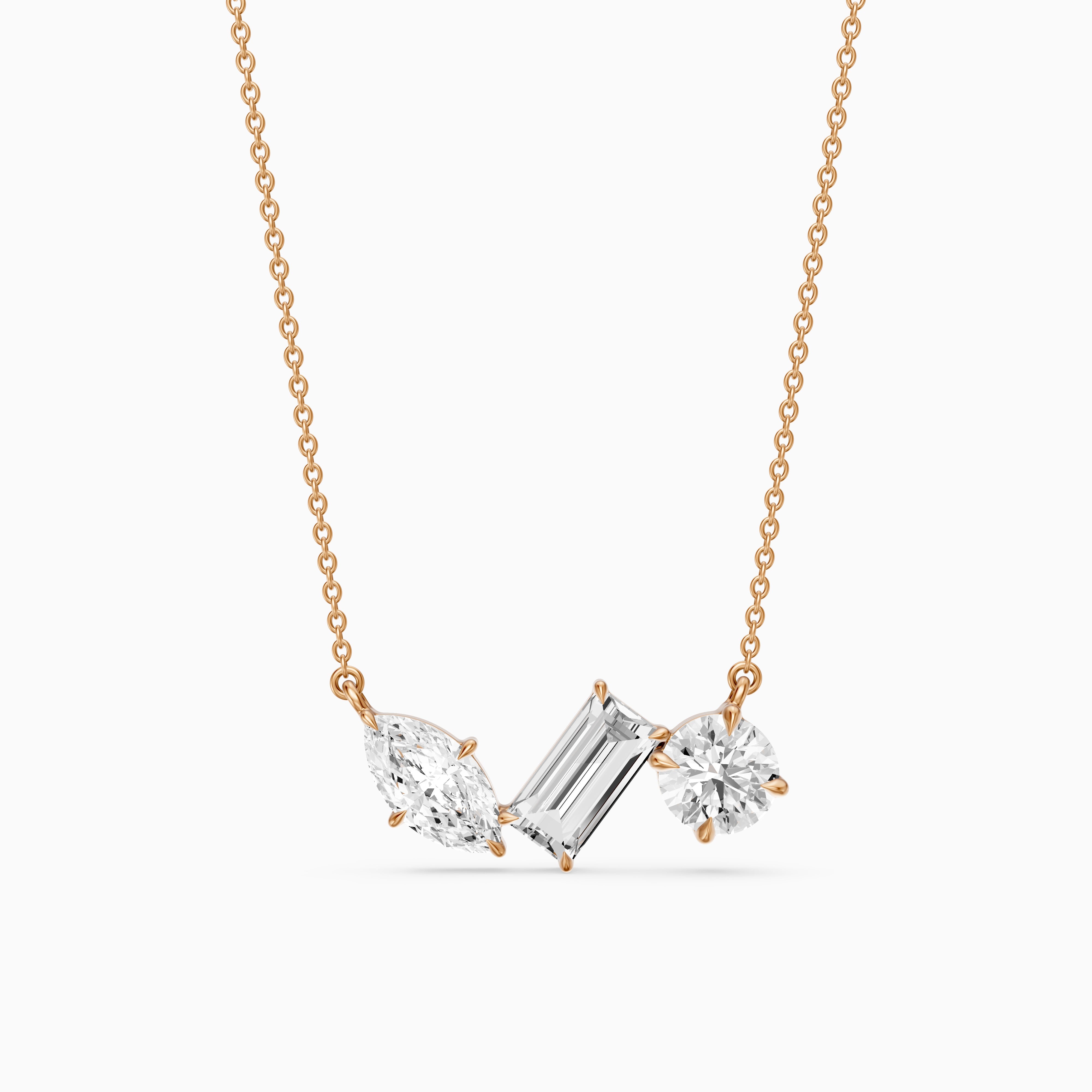 Gracie Marquise, Baguette and Round Lab Grown Diamond Trio Necklace