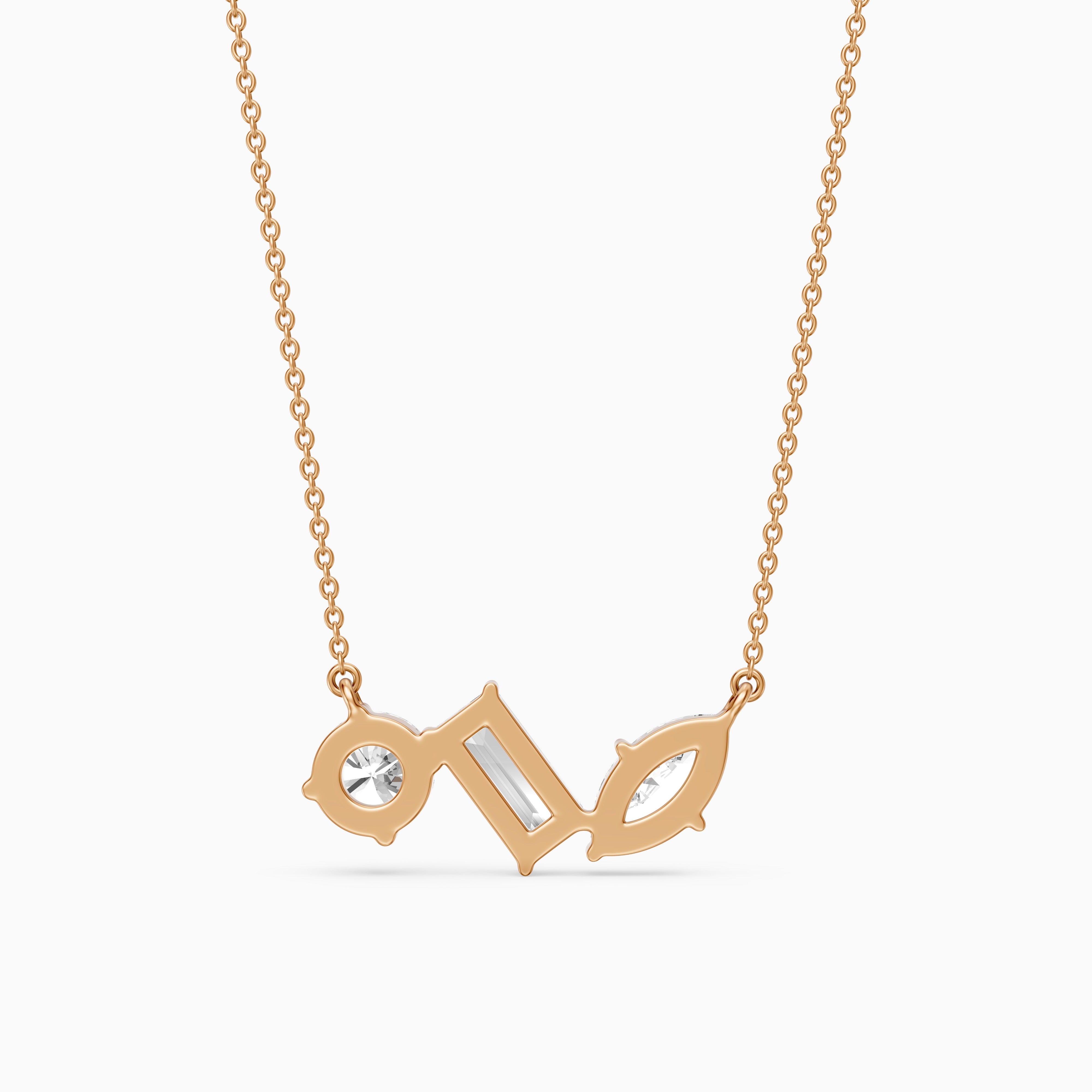 Gracie Marquise, Baguette and Round Lab Grown Diamond Trio Necklace