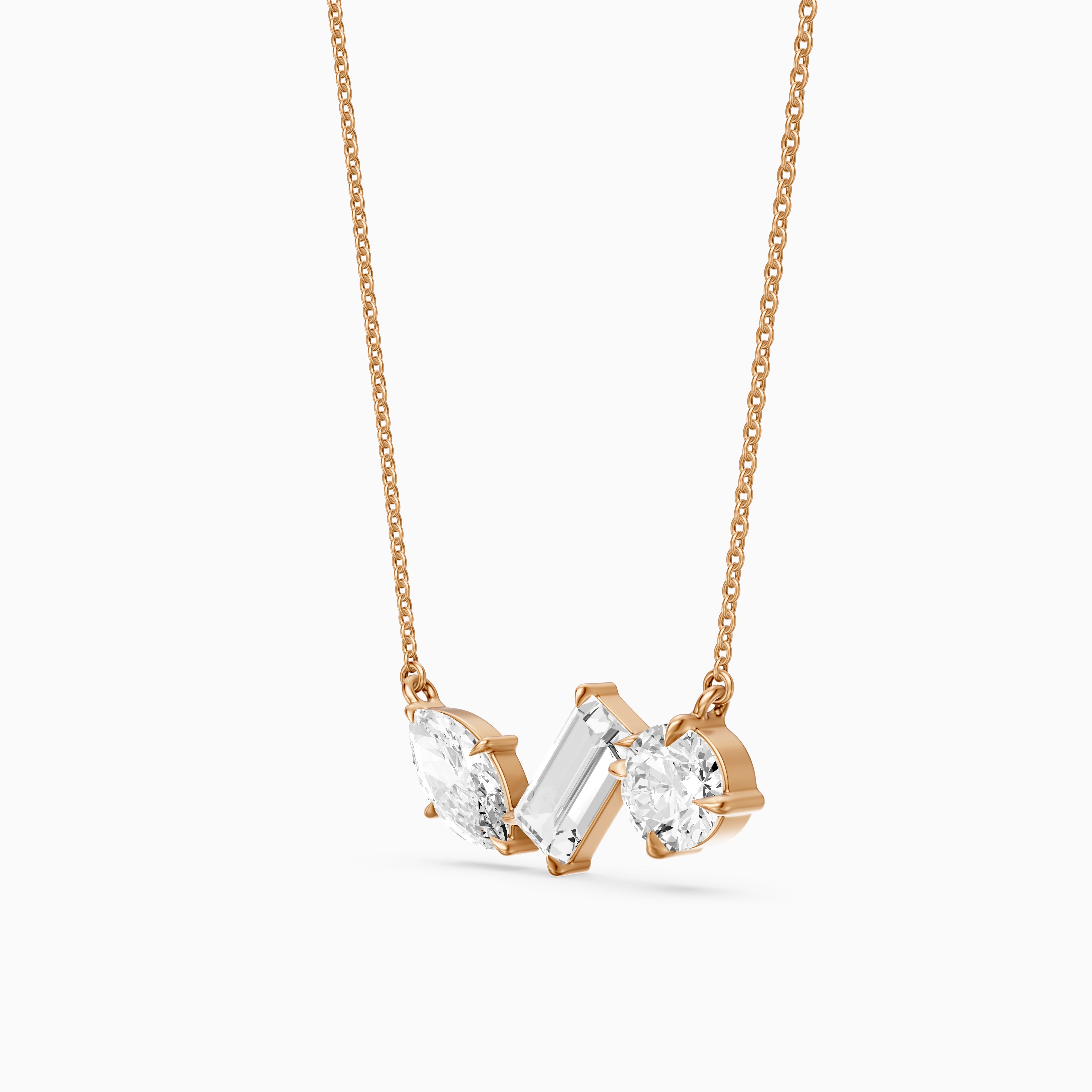 Gracie Marquise, Baguette and Round Lab Grown Diamond Trio Necklace