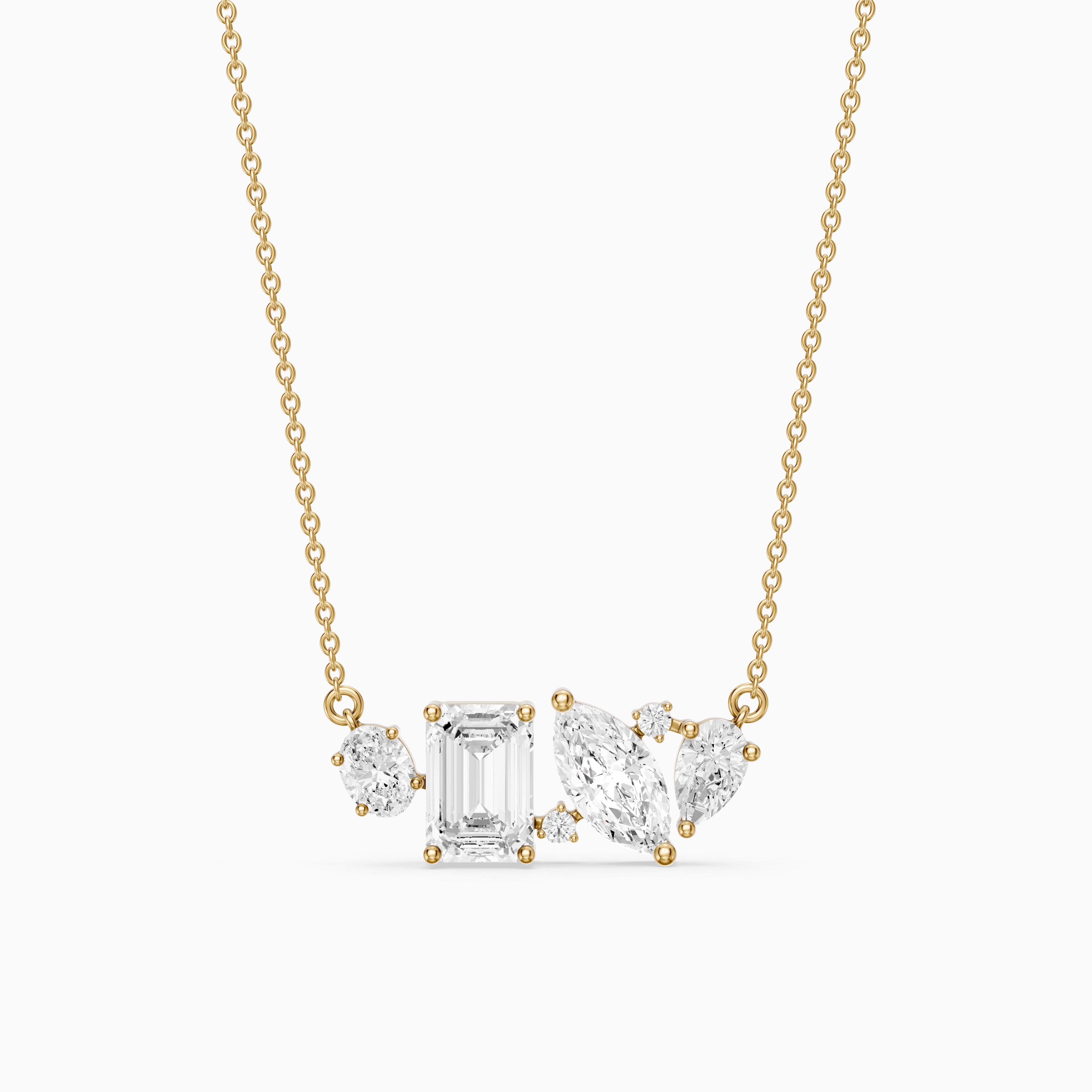 Lara Multi Shape Lab Grown Diamond Cluster Necklace