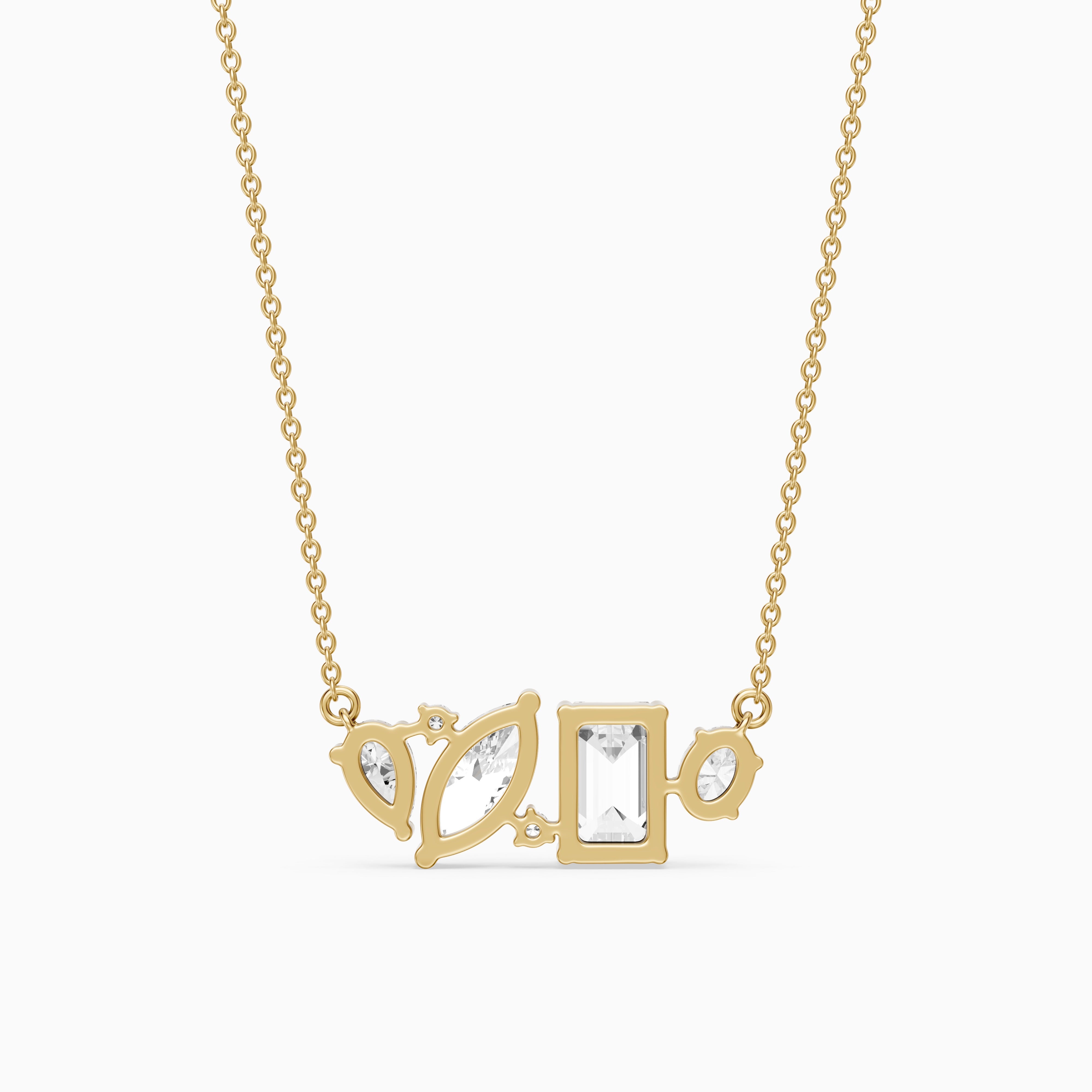 Lara Multi Shape Lab Grown Diamond Cluster Necklace