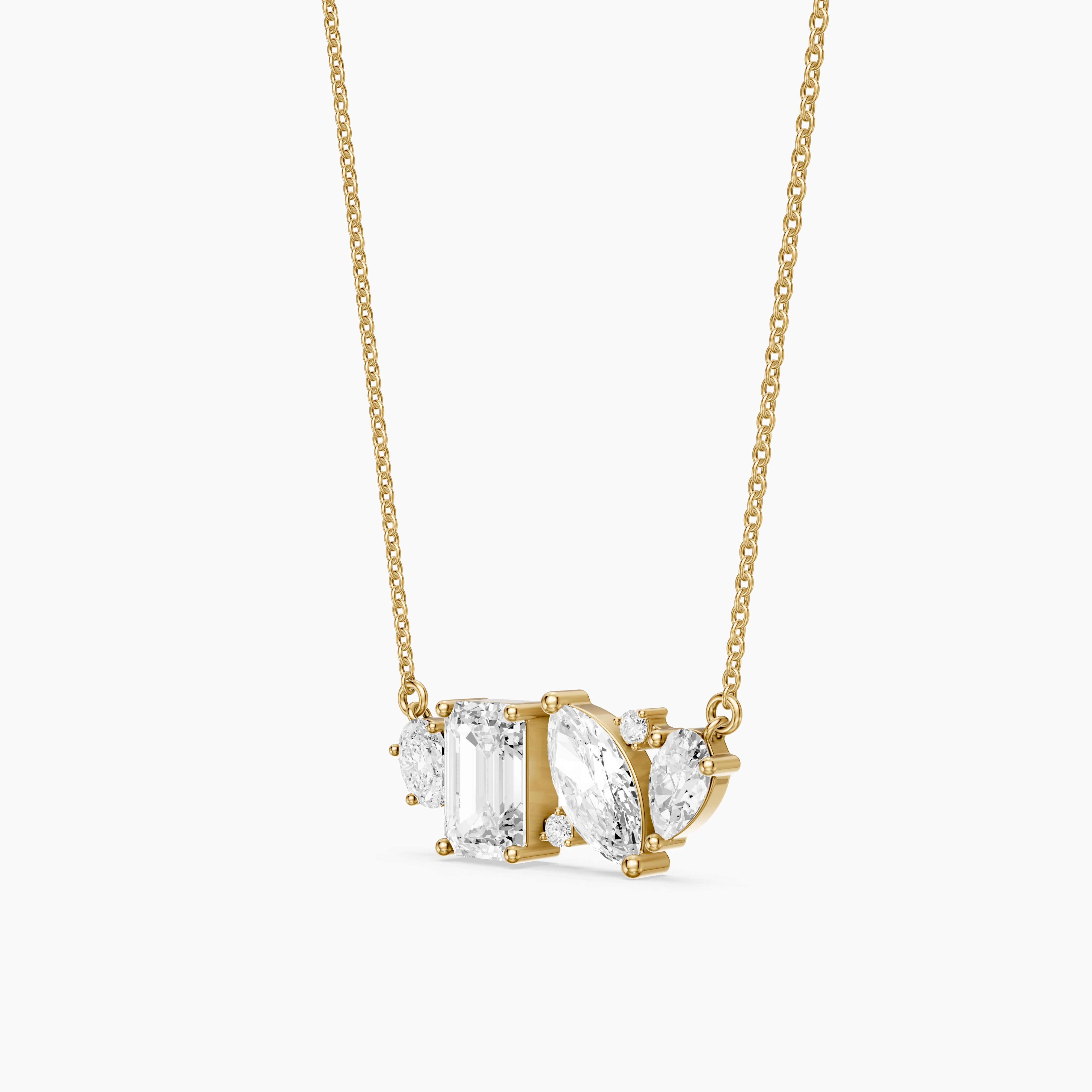 Lara Multi Shape Lab Grown Diamond Cluster Necklace