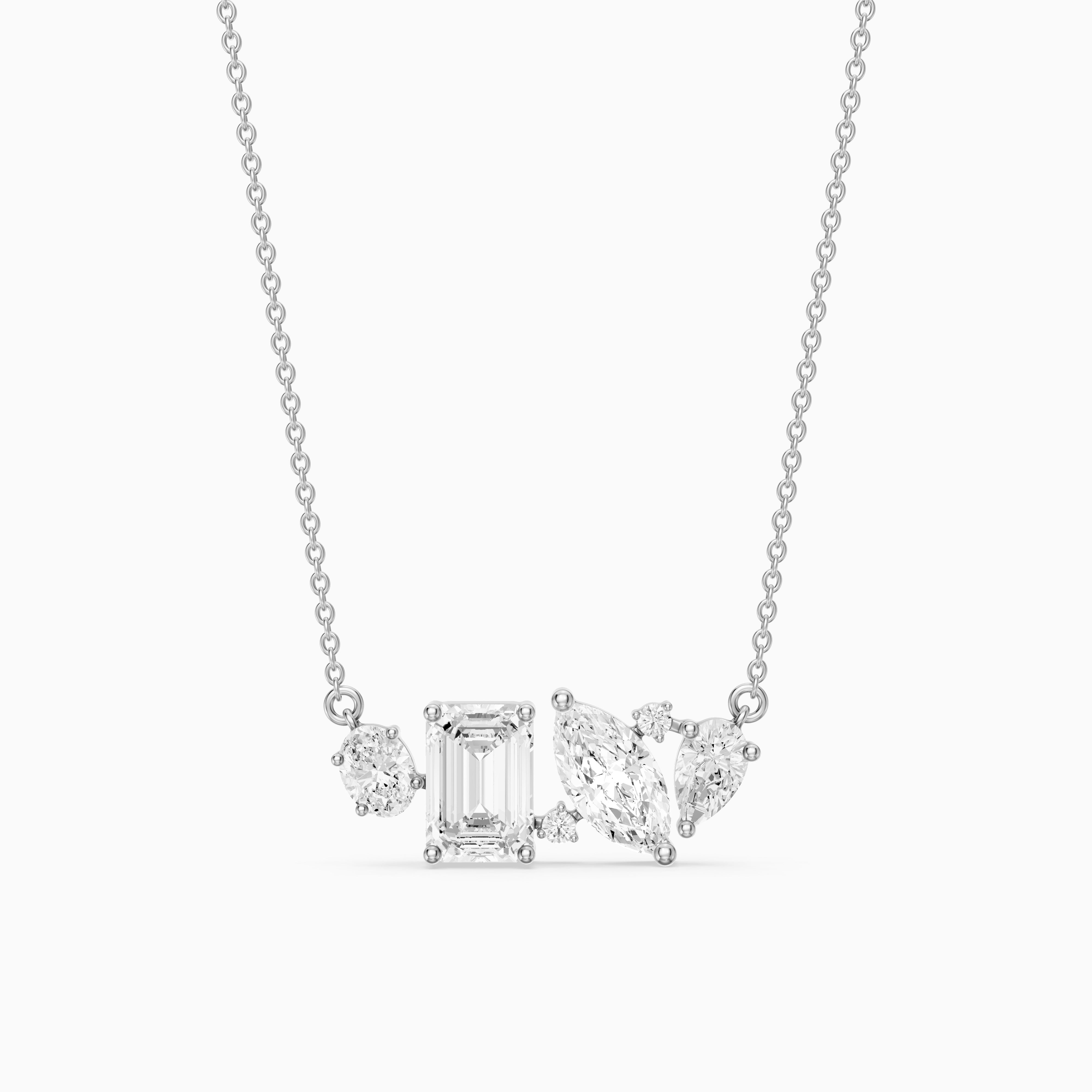 Lara Multi Shape Lab Grown Diamond Cluster Necklace