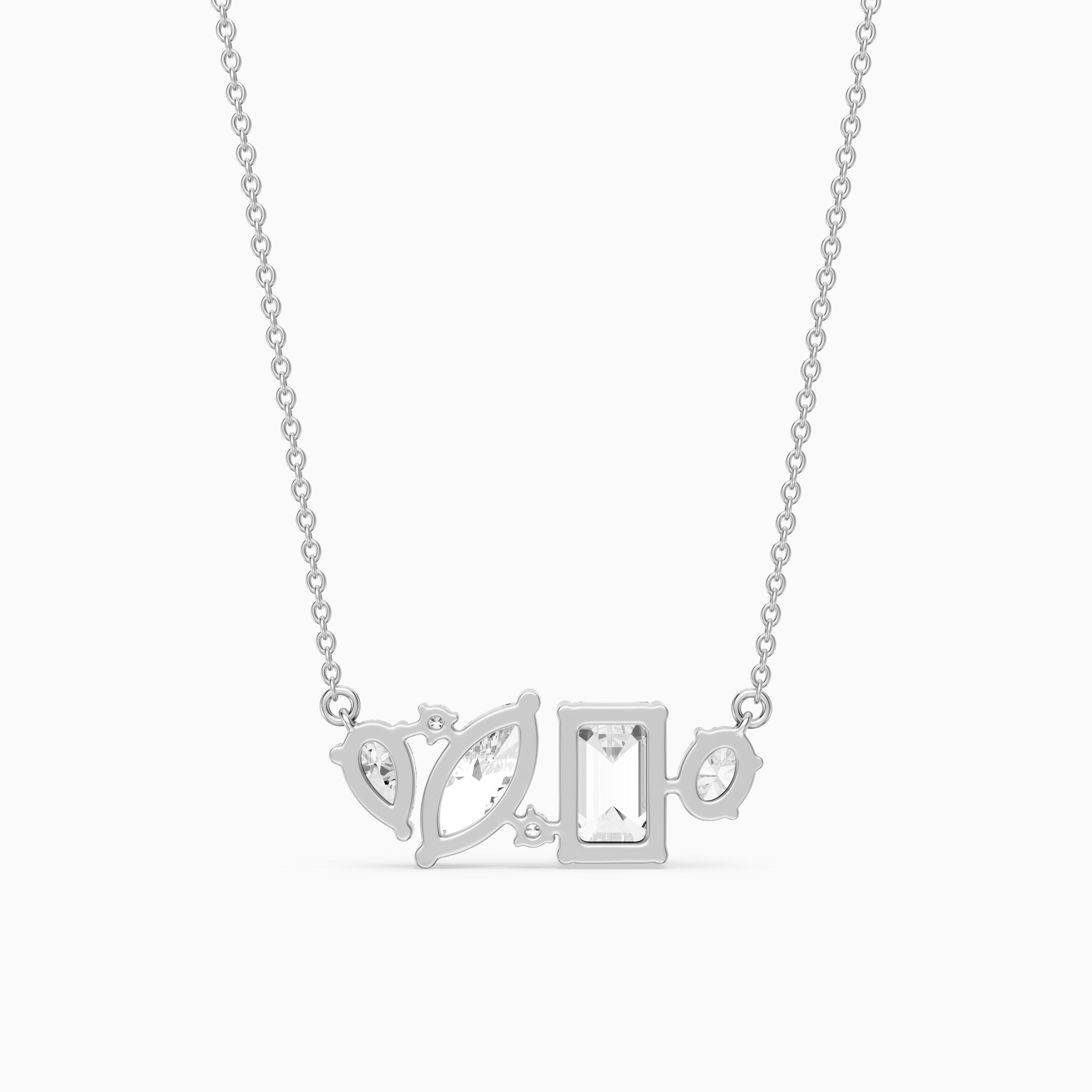Lara Multi Shape Lab Grown Diamond Cluster Necklace