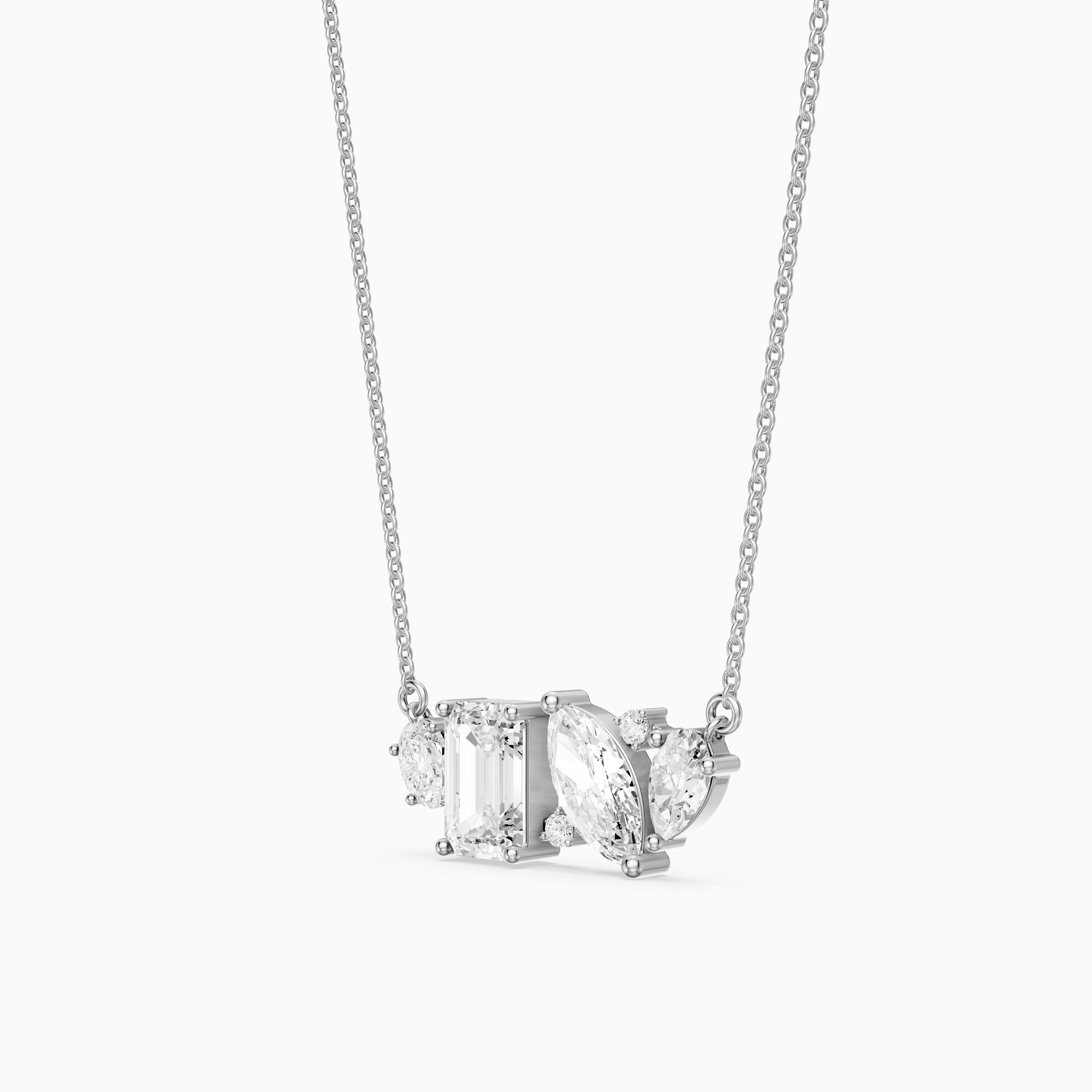 Lara Multi Shape Lab Grown Diamond Cluster Necklace