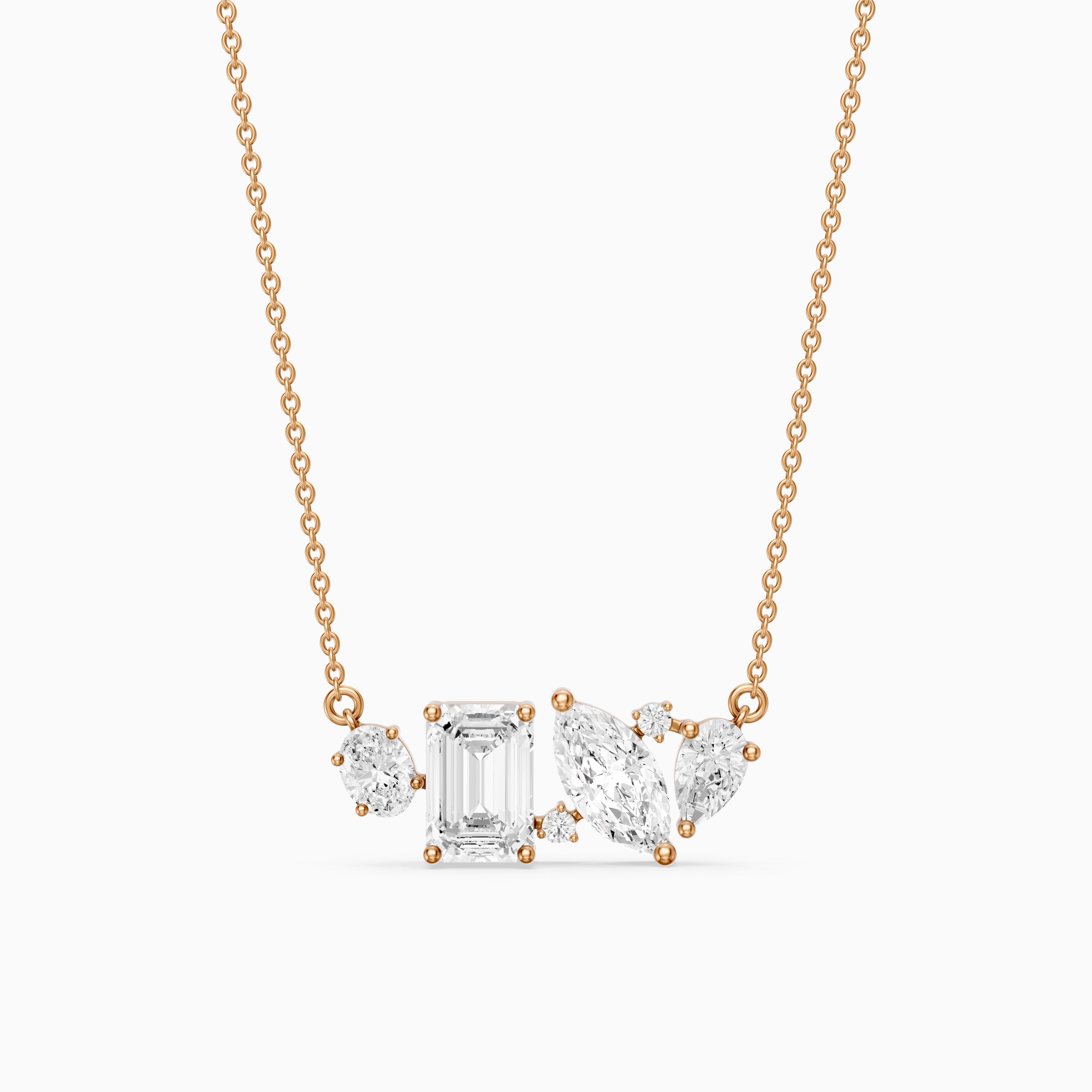Lara Multi Shape Lab Grown Diamond Cluster Necklace