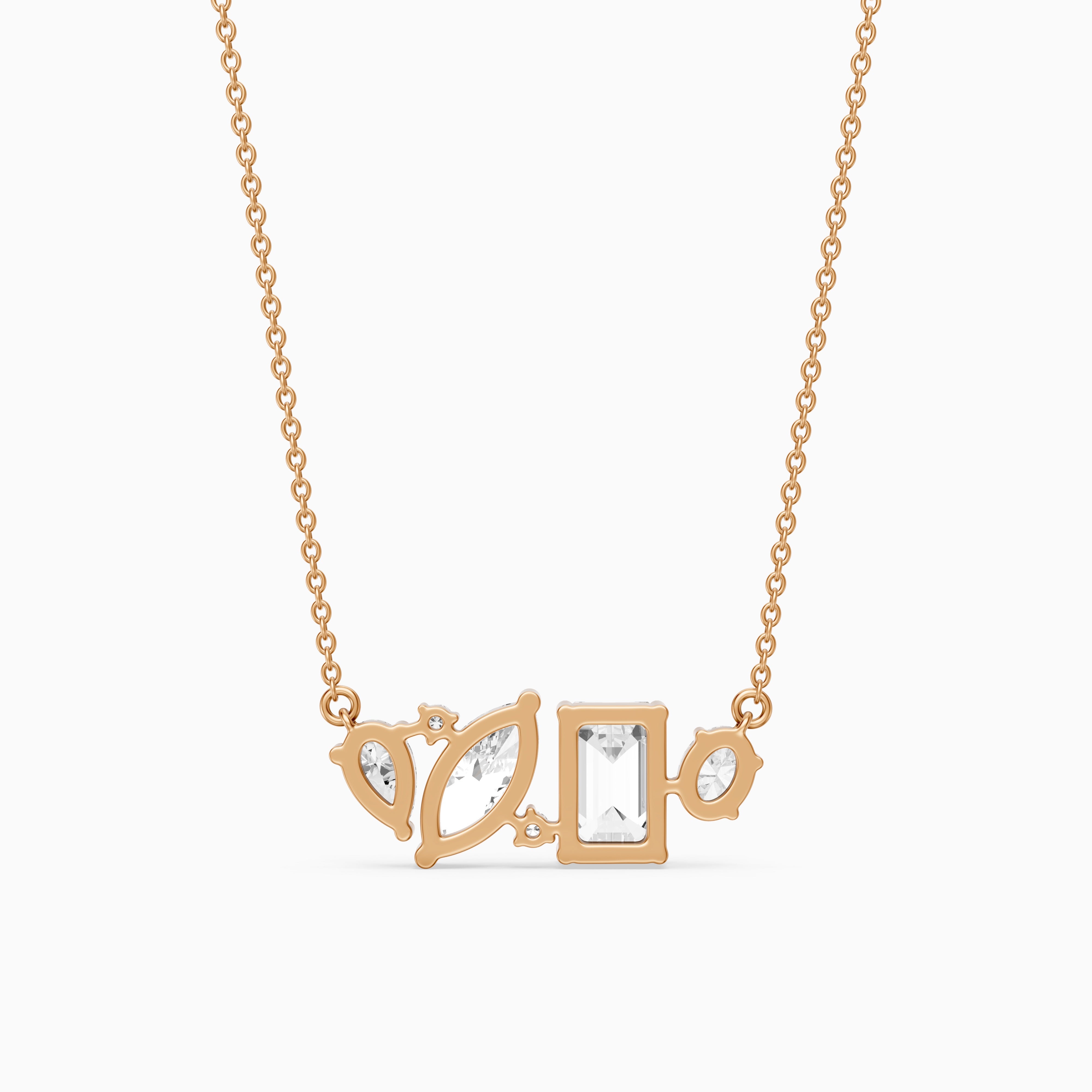 Lara Multi Shape Lab Grown Diamond Cluster Necklace