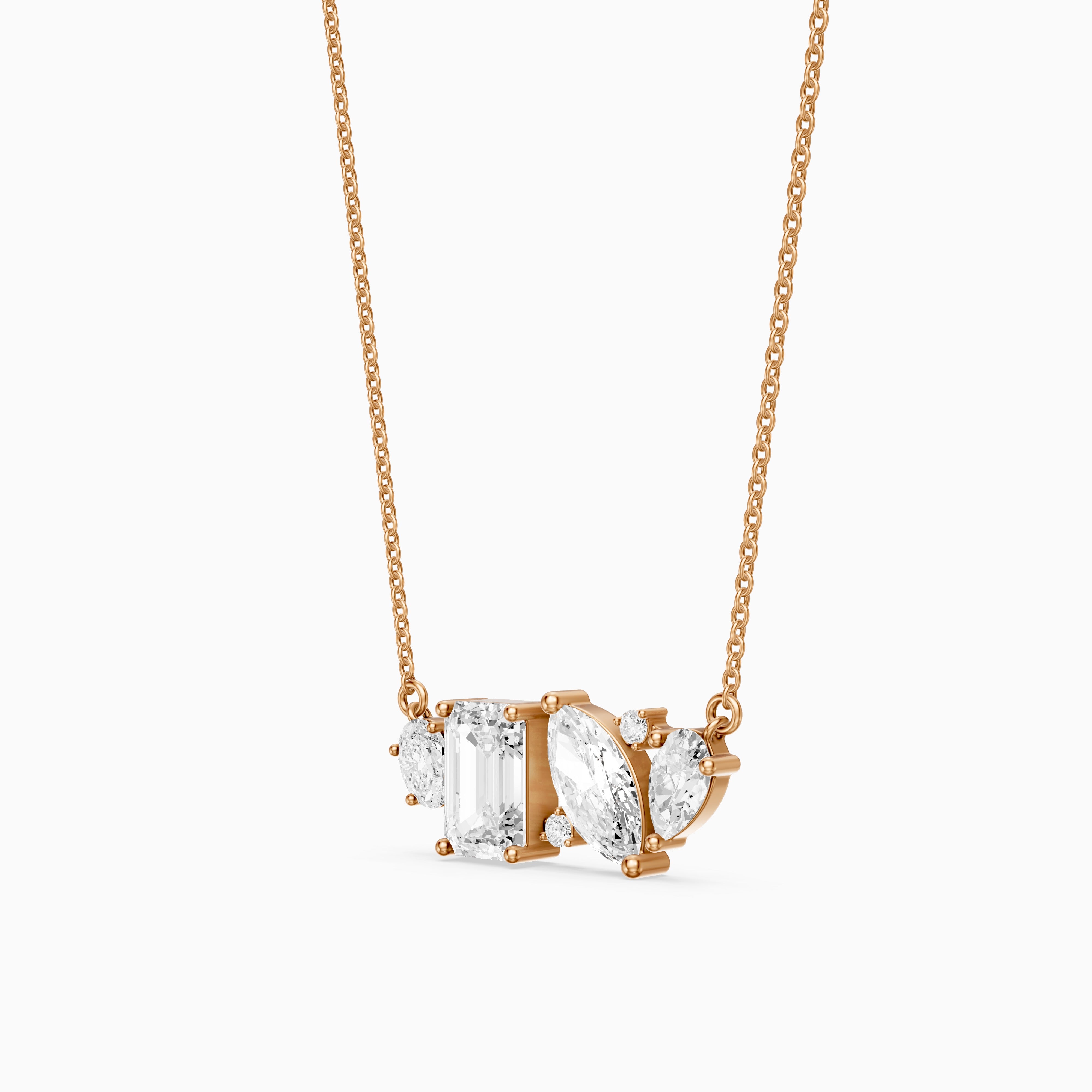 Lara Multi Shape Lab Grown Diamond Cluster Necklace