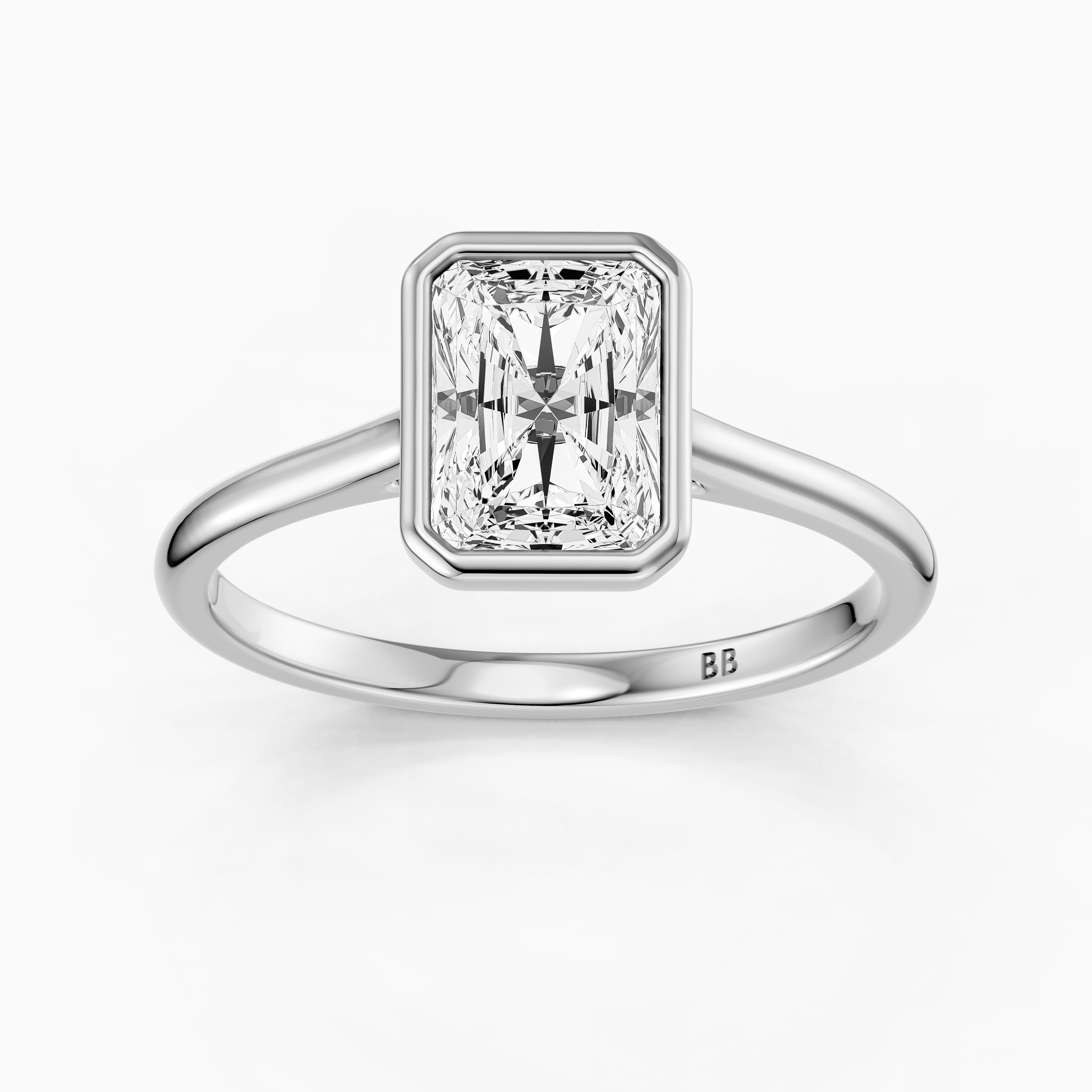 Emmaly Radiant Cut Bezel Cathedral Style Lab Grown Diamond Ring