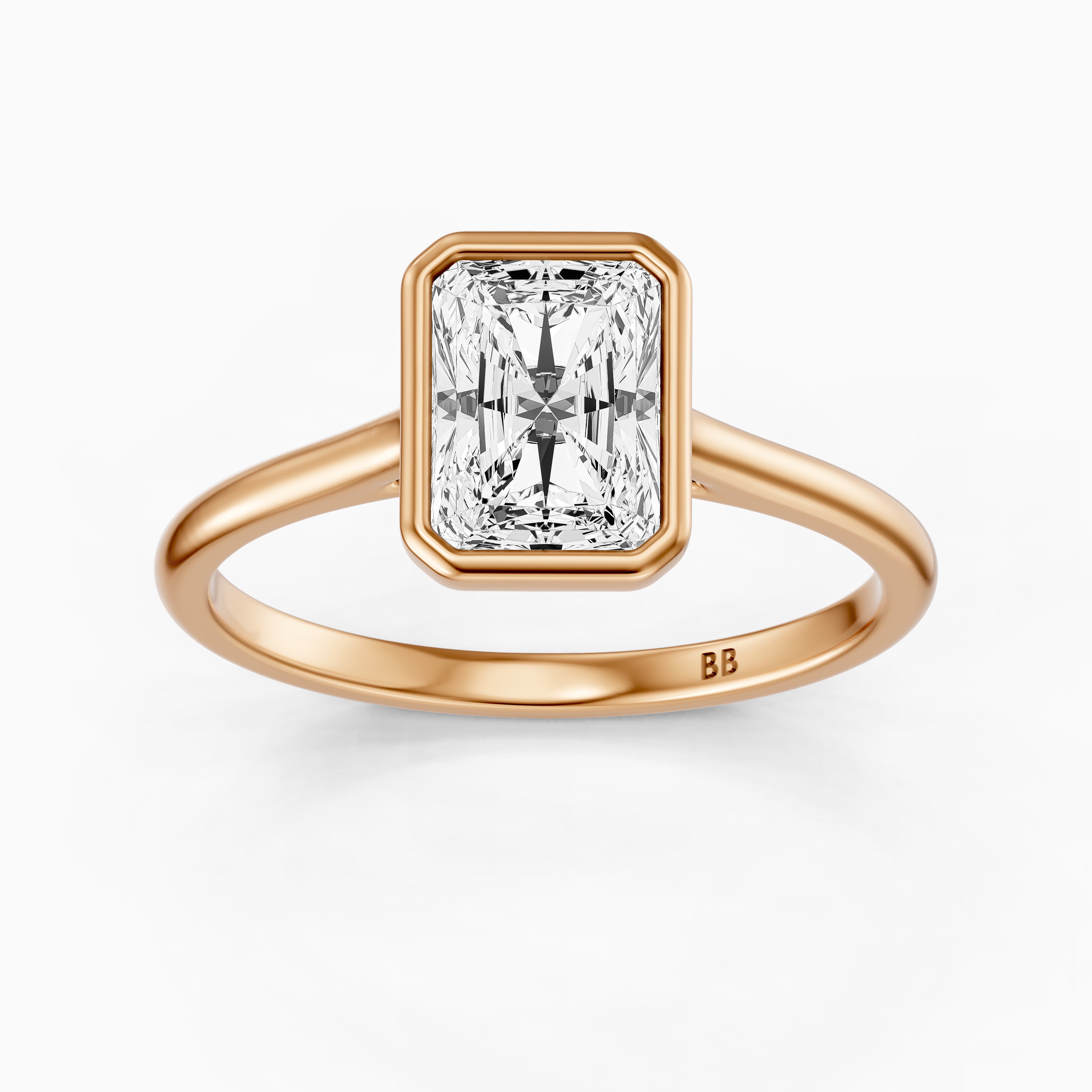 Emmaly Radiant Cut Bezel Cathedral Style Lab Grown Diamond Ring