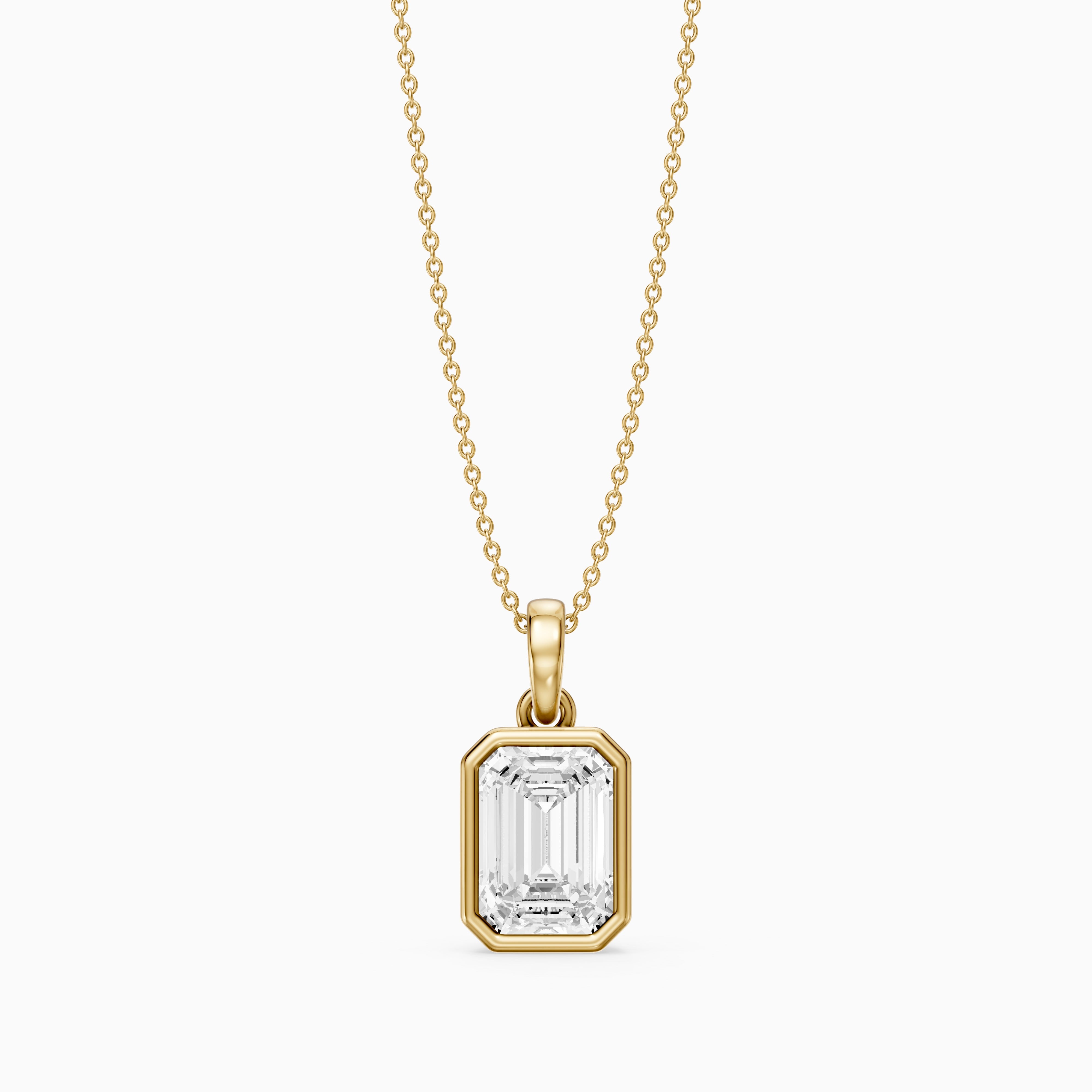 Agata Emerald Cut Solitaire Lab Grown Diamond Pendant