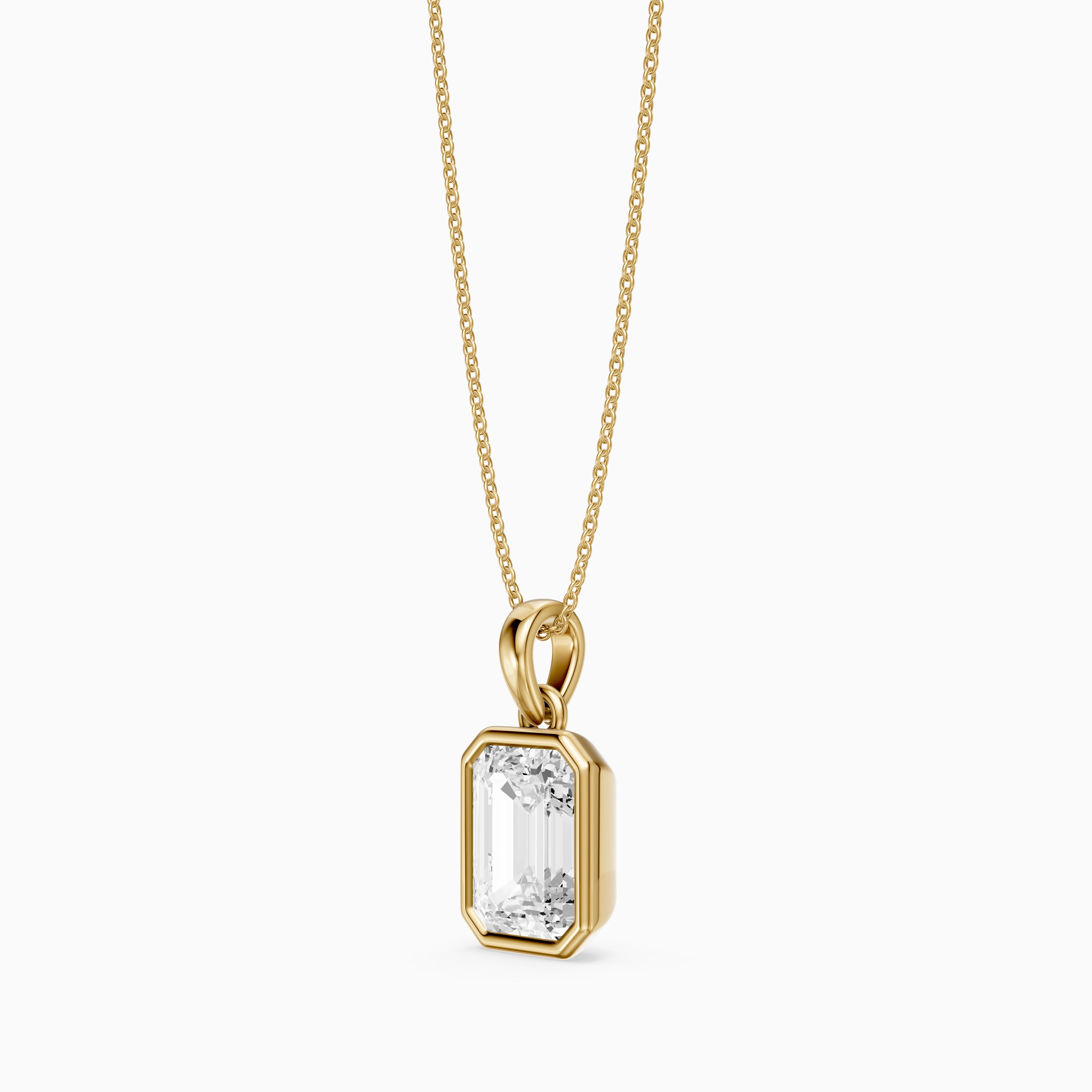 Agata Emerald Cut Solitaire Lab Grown Diamond Pendant
