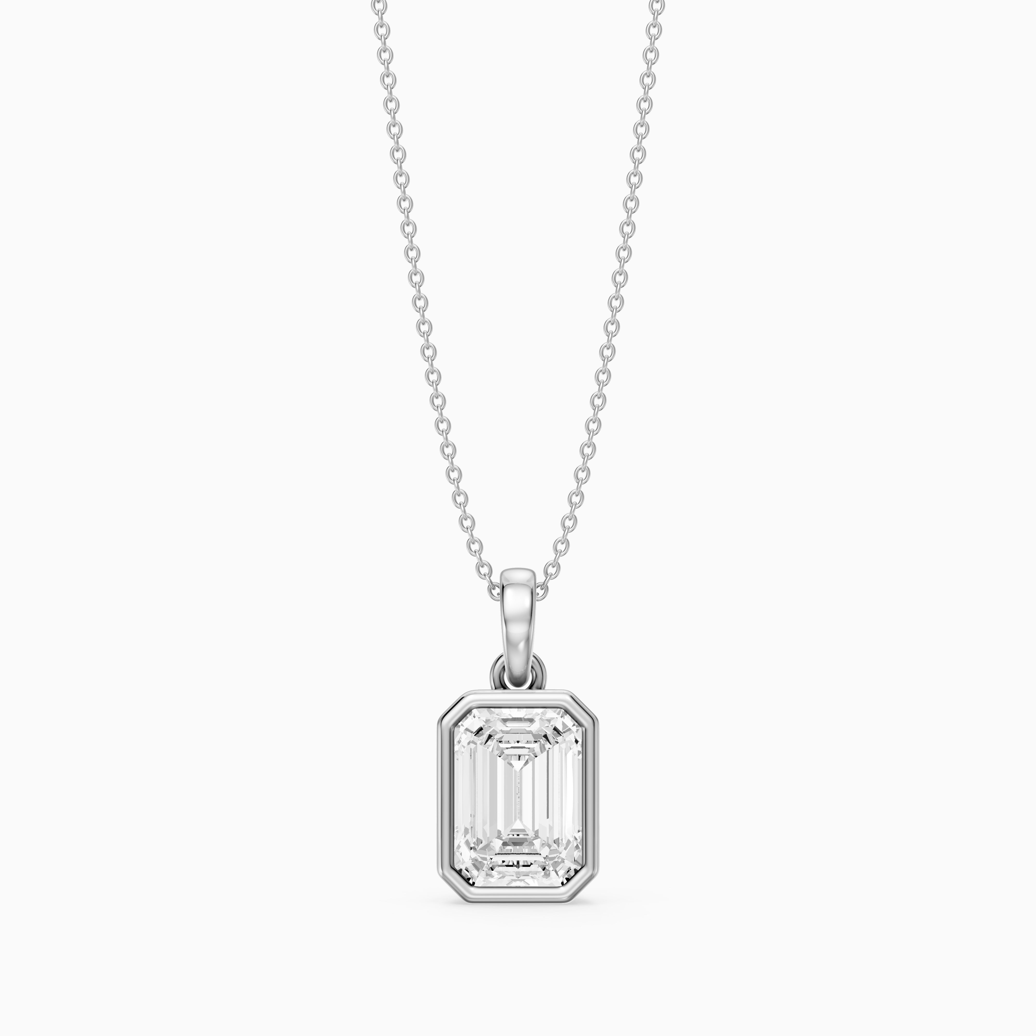 Agata Emerald Cut Solitaire Lab Grown Diamond Pendant