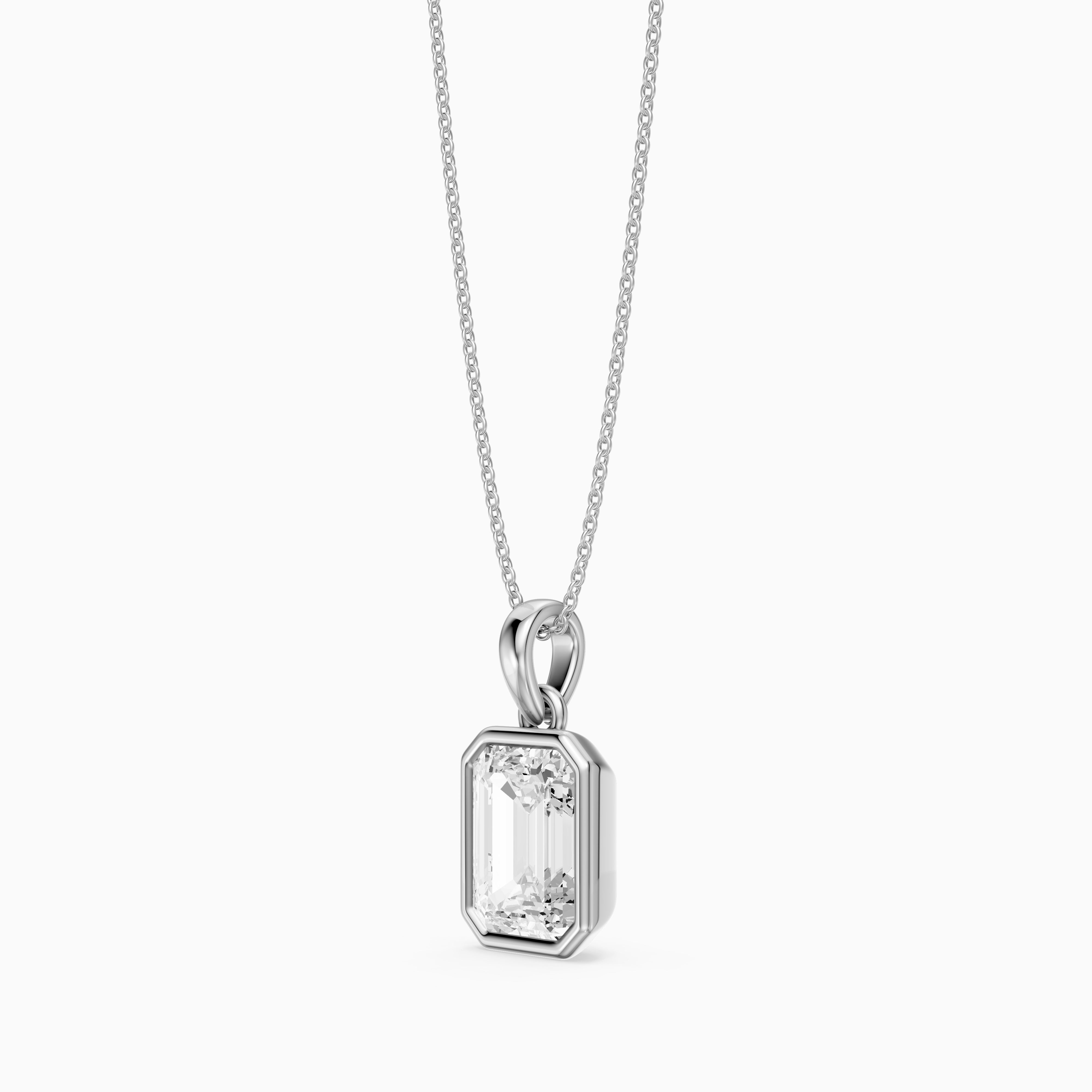 Agata Emerald Cut Solitaire Lab Grown Diamond Pendant