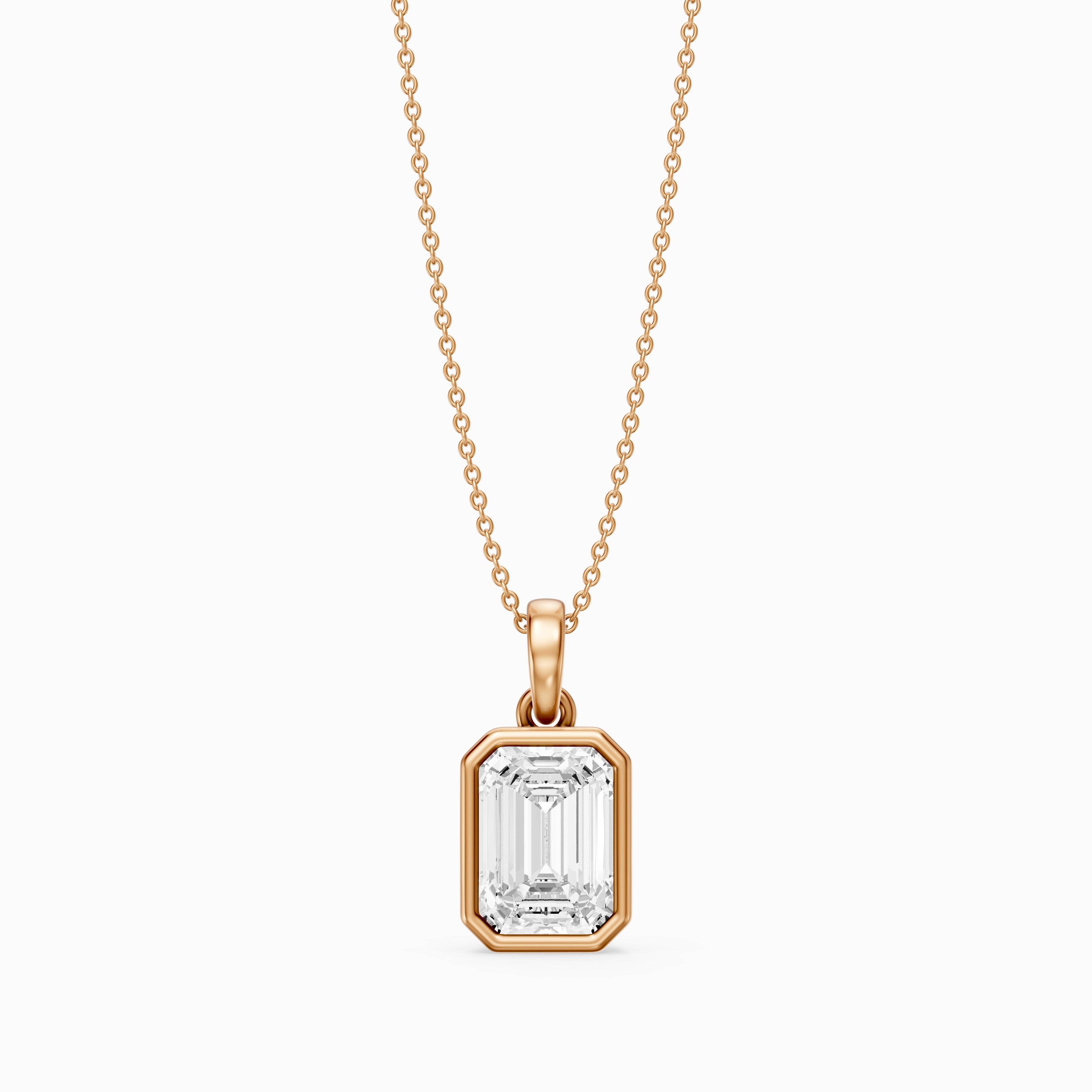 Agata Emerald Cut Solitaire Lab Grown Diamond Pendant