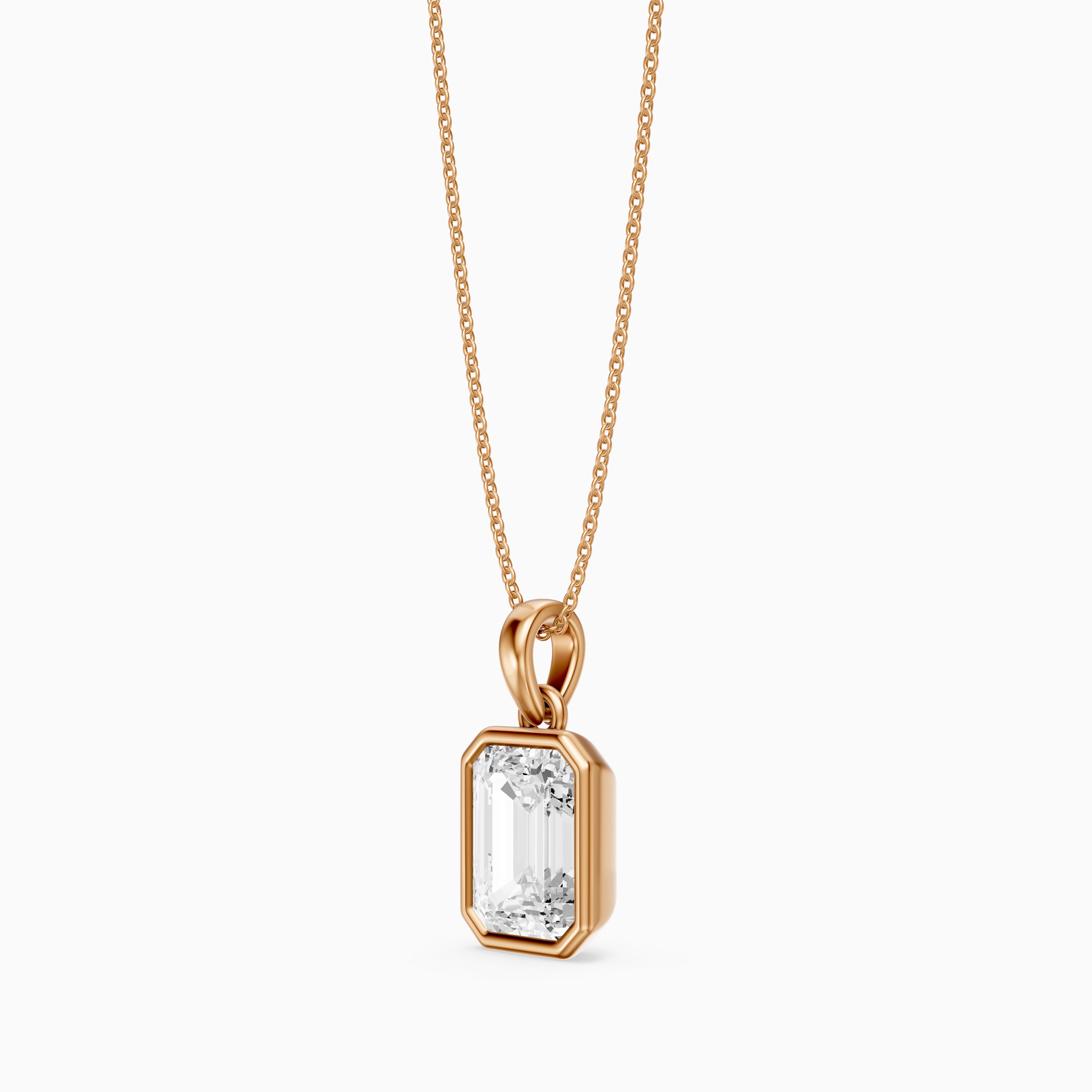 Agata Emerald Cut Solitaire Lab Grown Diamond Pendant