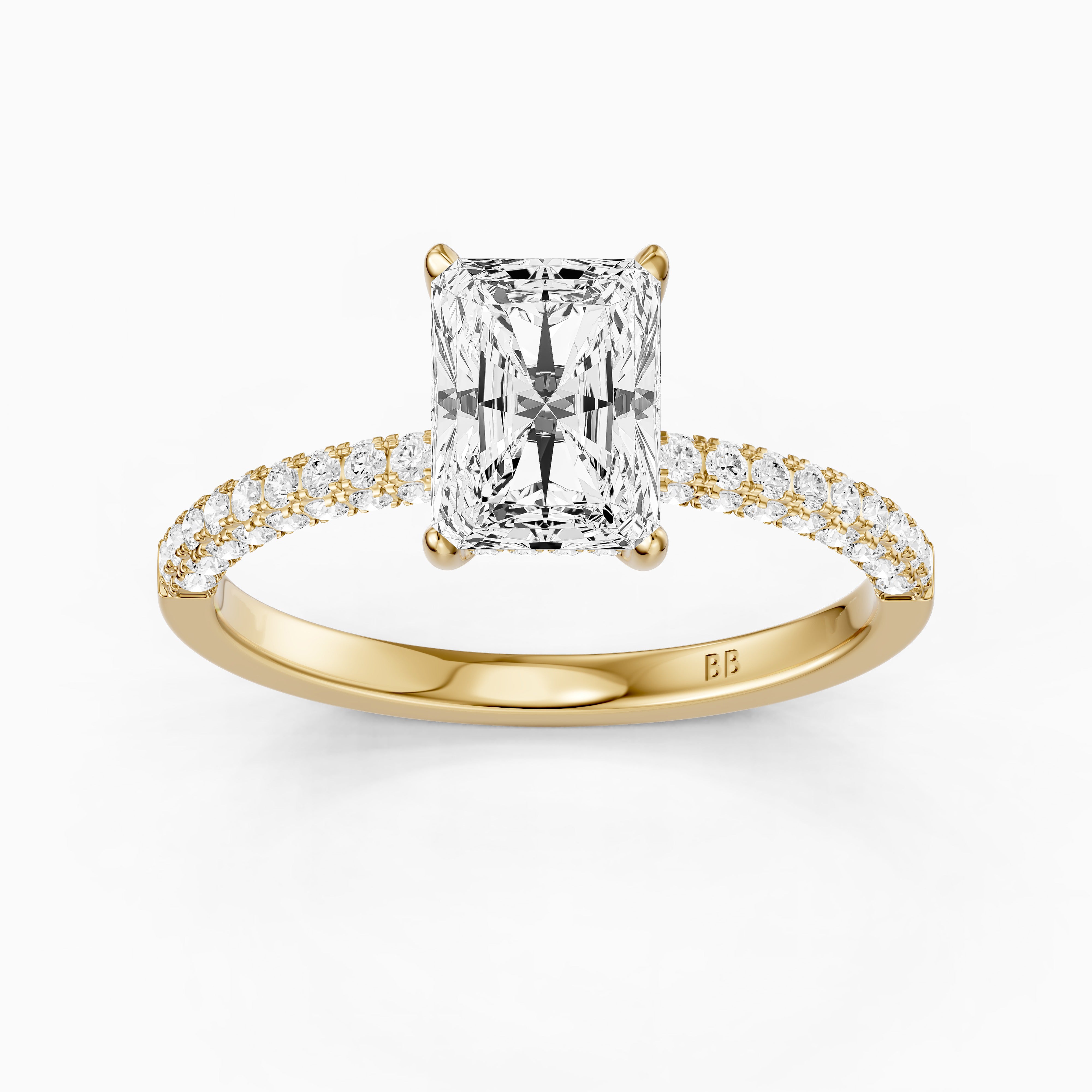 Ensley Radiant Cut Hidden Halo Three Sided Pave Lab Grown Diamond Ring