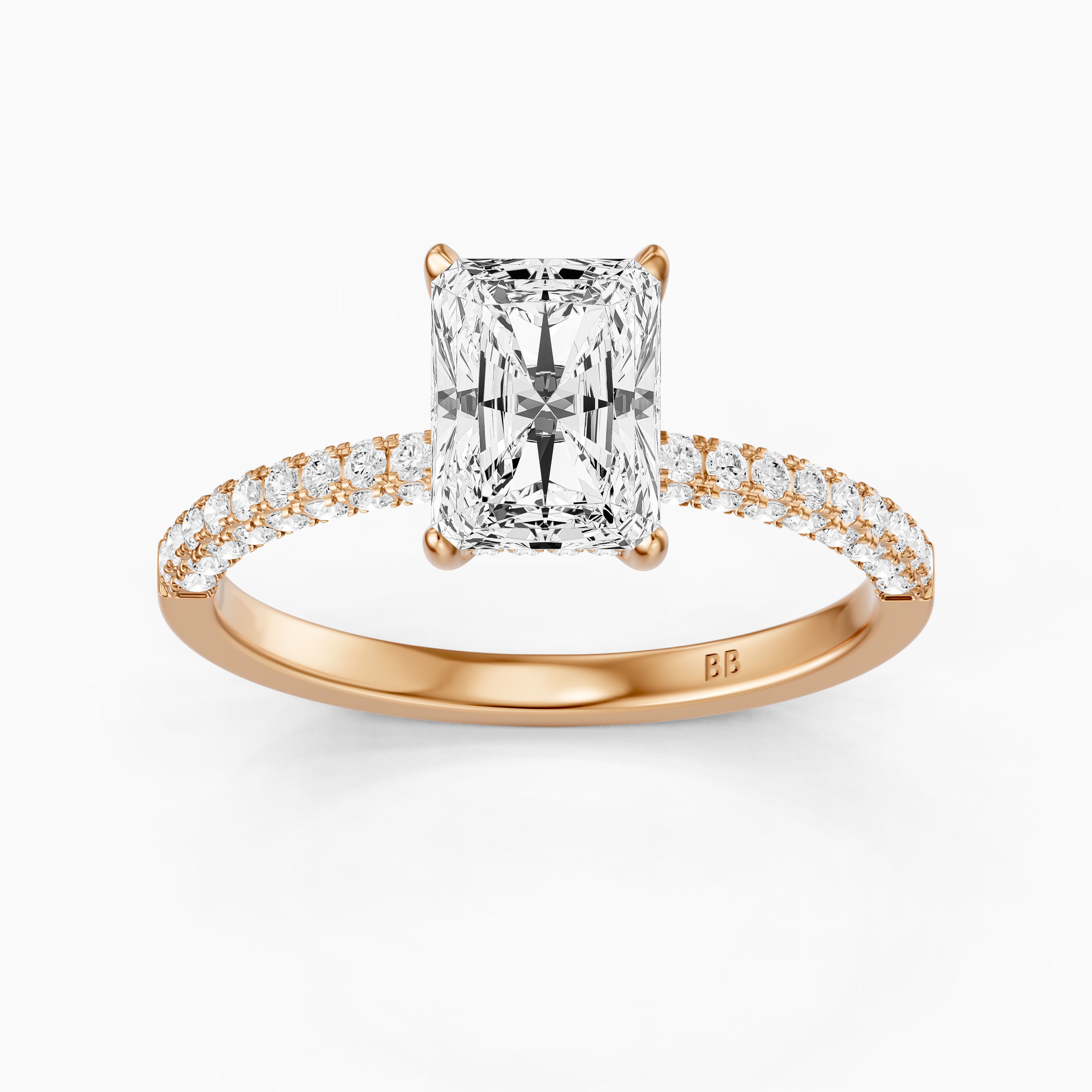 Ensley Radiant Cut Hidden Halo Three Sided Pave Lab Grown Diamond Ring