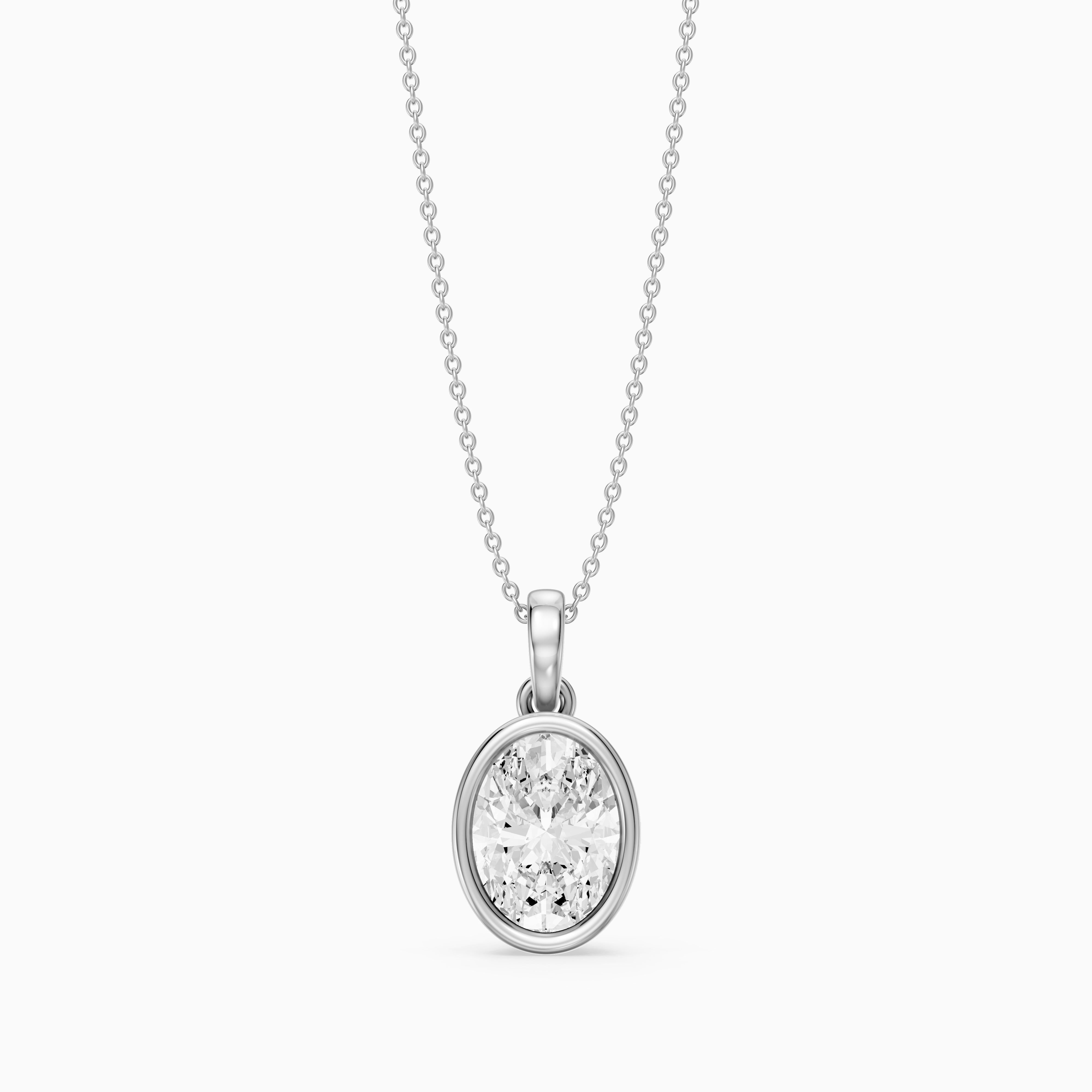 Agnese Oval Solitaire Lab Grown Diamond Pendant