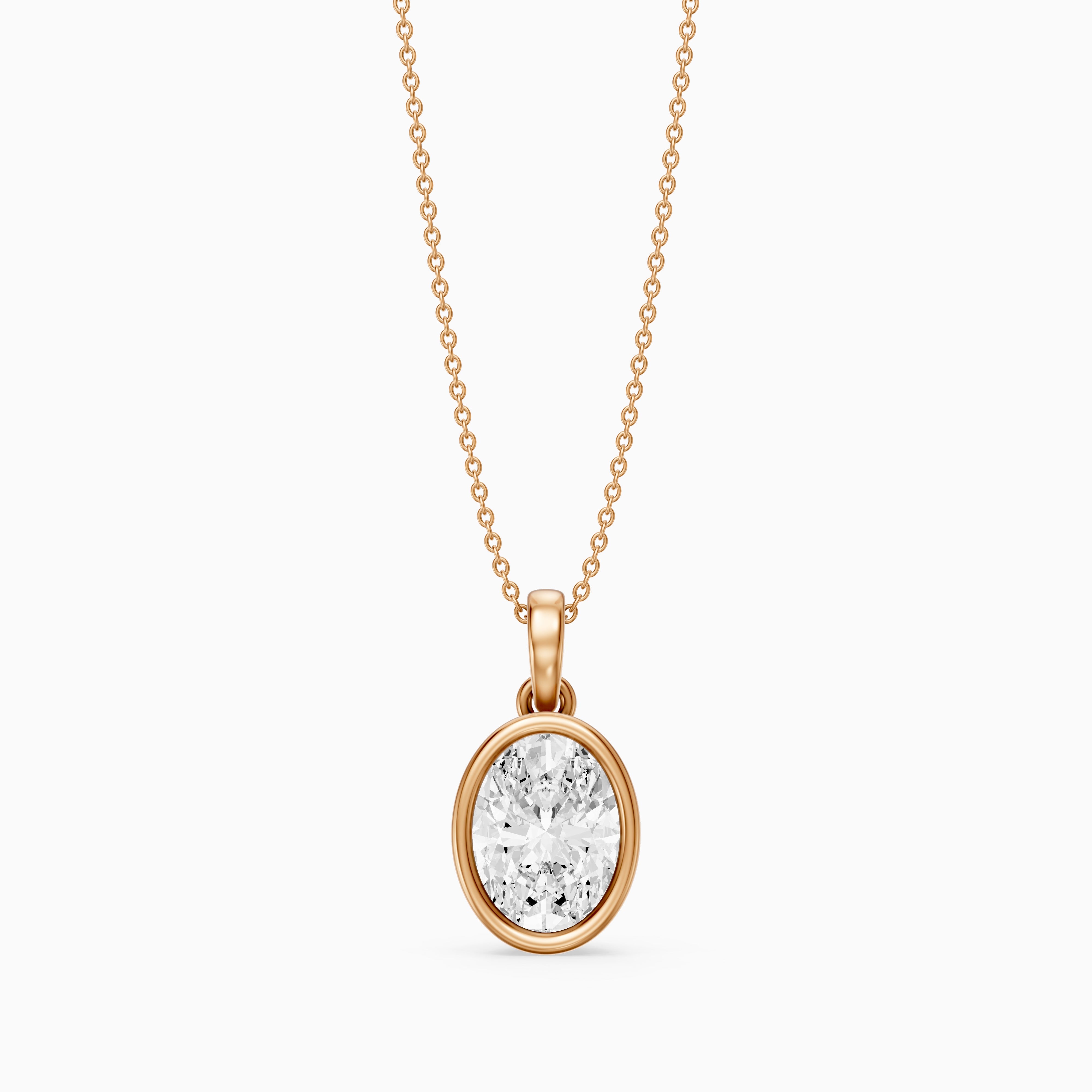Agnese Oval Solitaire Lab Grown Diamond Pendant
