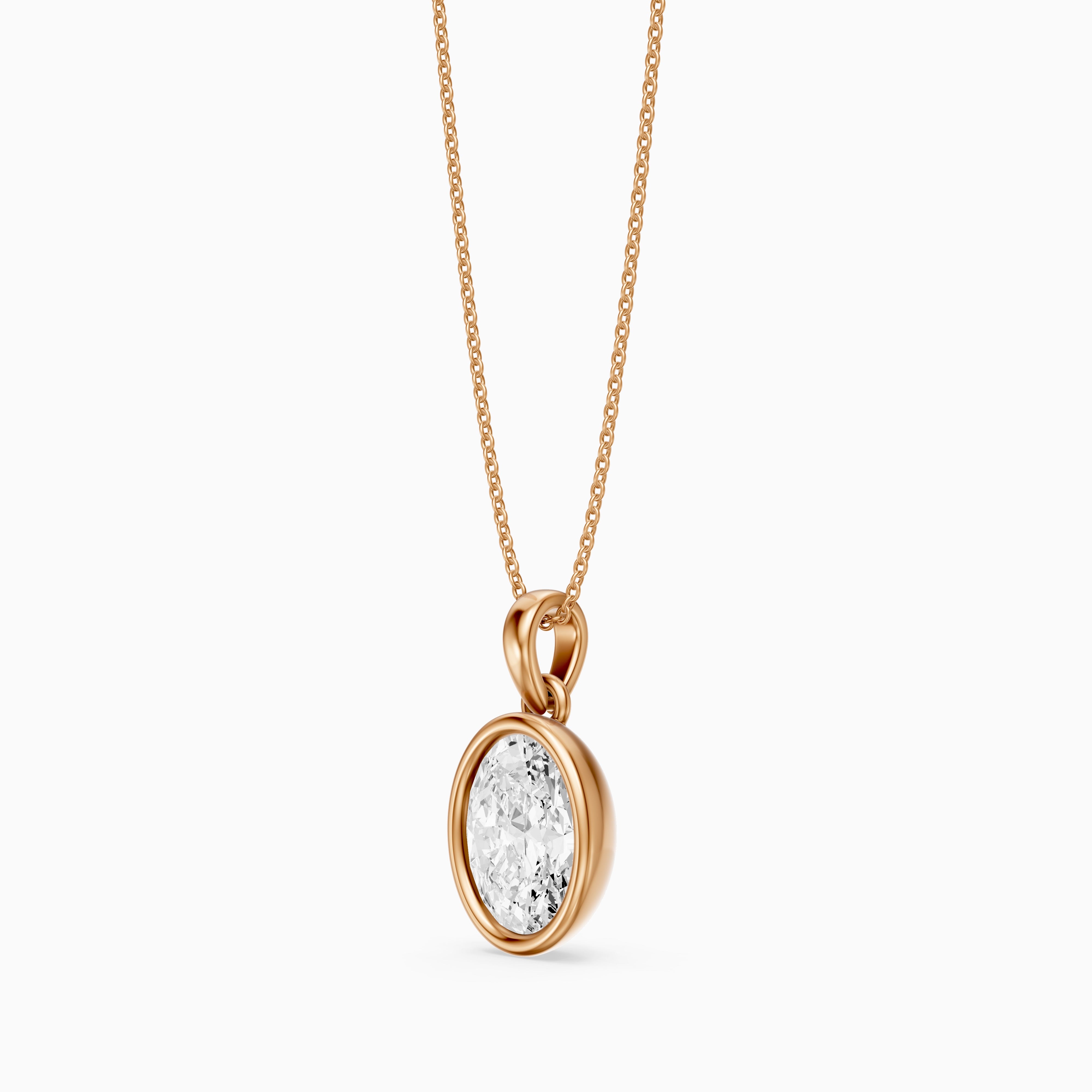 Agnese Oval Solitaire Lab Grown Diamond Pendant