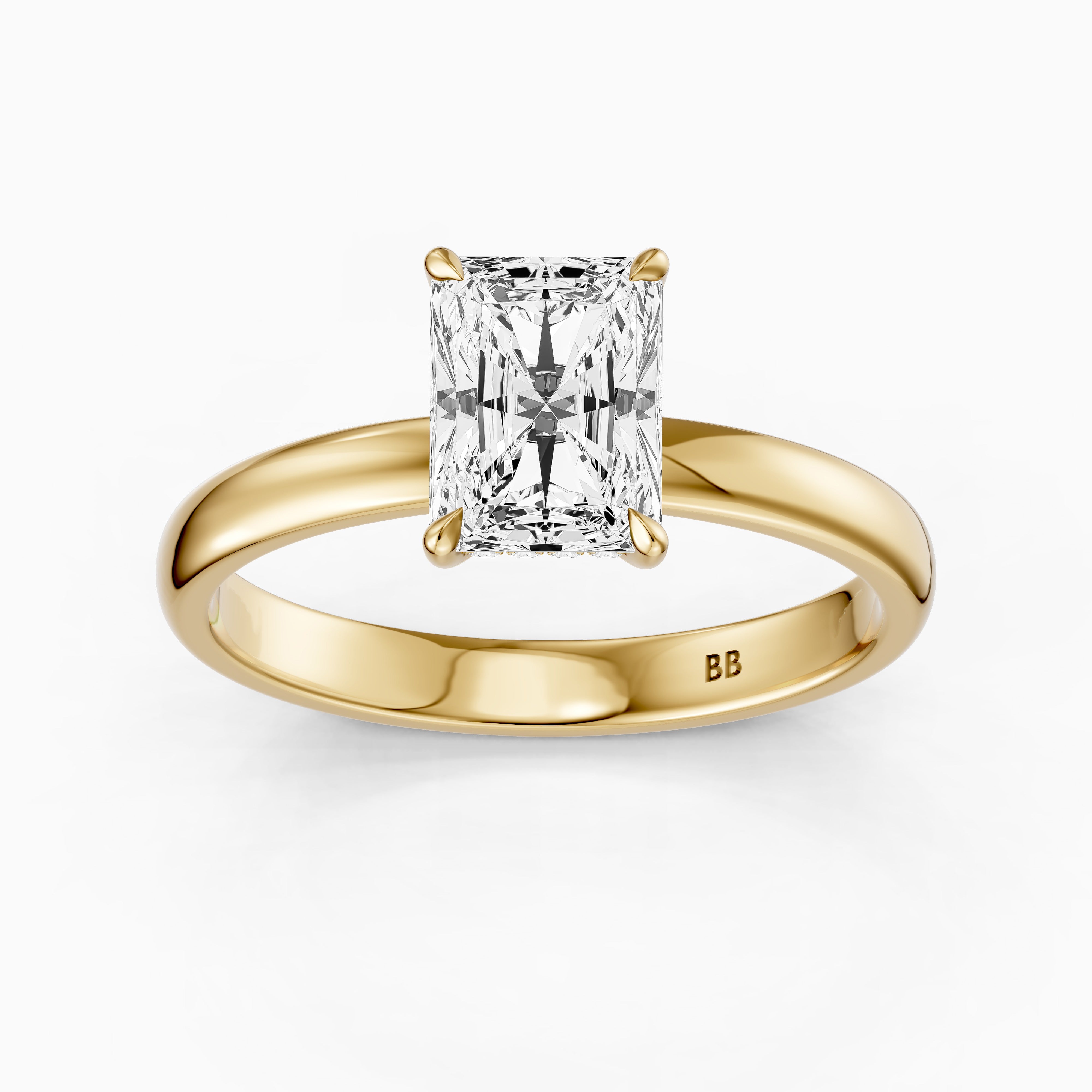 Farrah 4 Prong Radiant Cut Hidden Halo Moissanite Diamond Ring