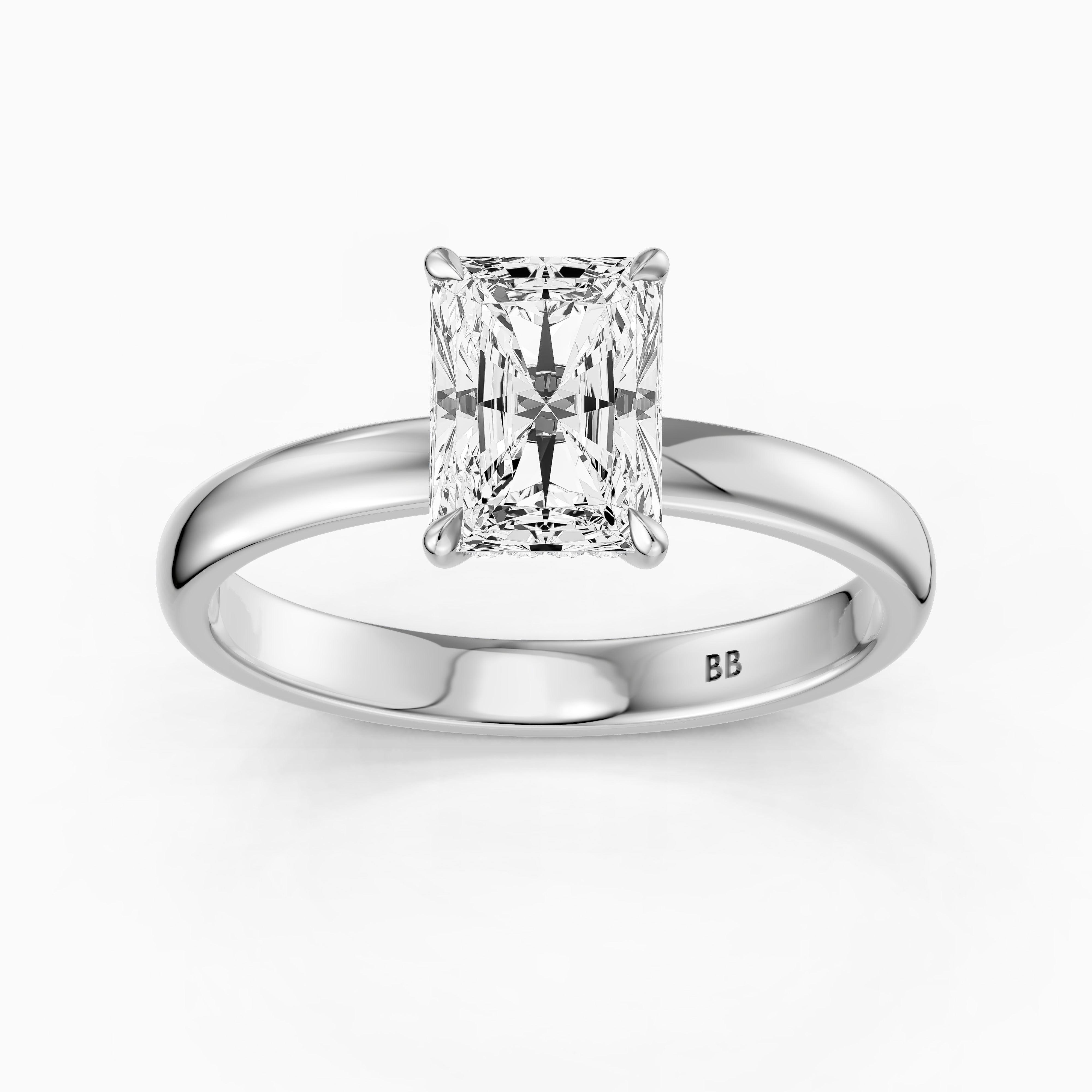 Farrah 4 Prong Radiant Cut Hidden Halo Moissanite Diamond Ring