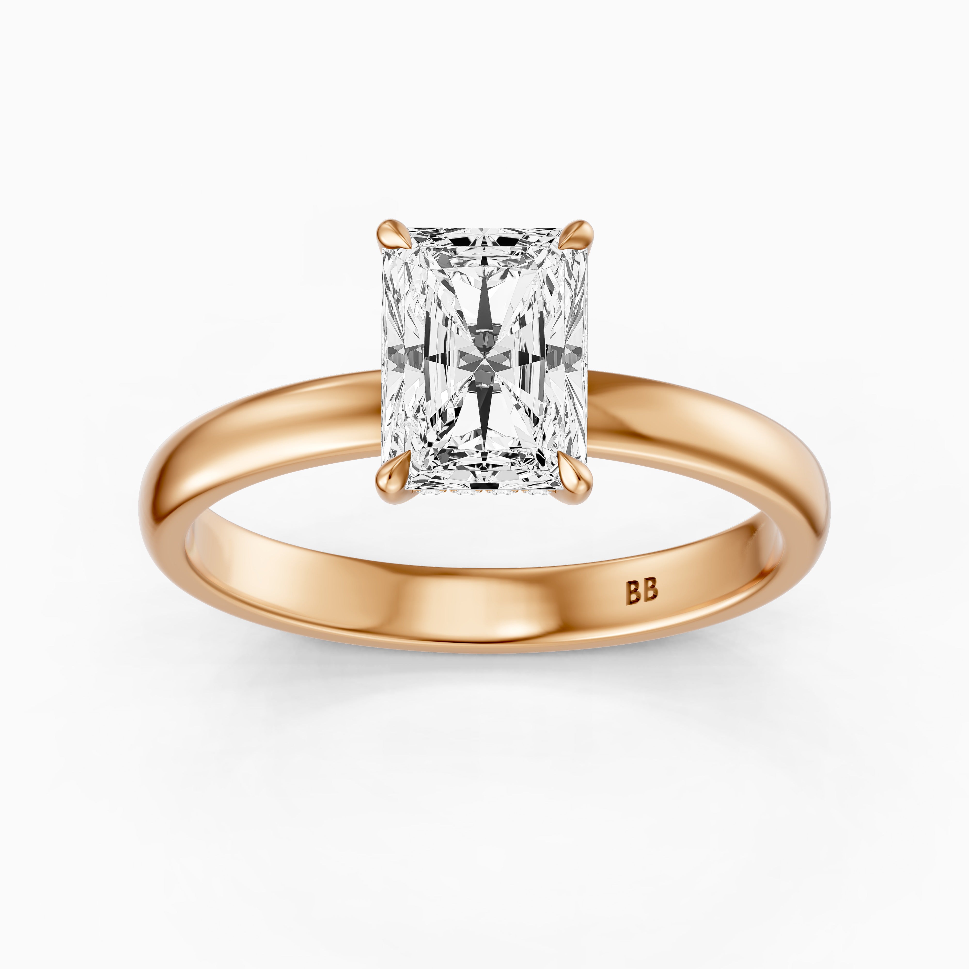 Farrah 4 Prong Radiant Cut Hidden Halo Moissanite Diamond Ring