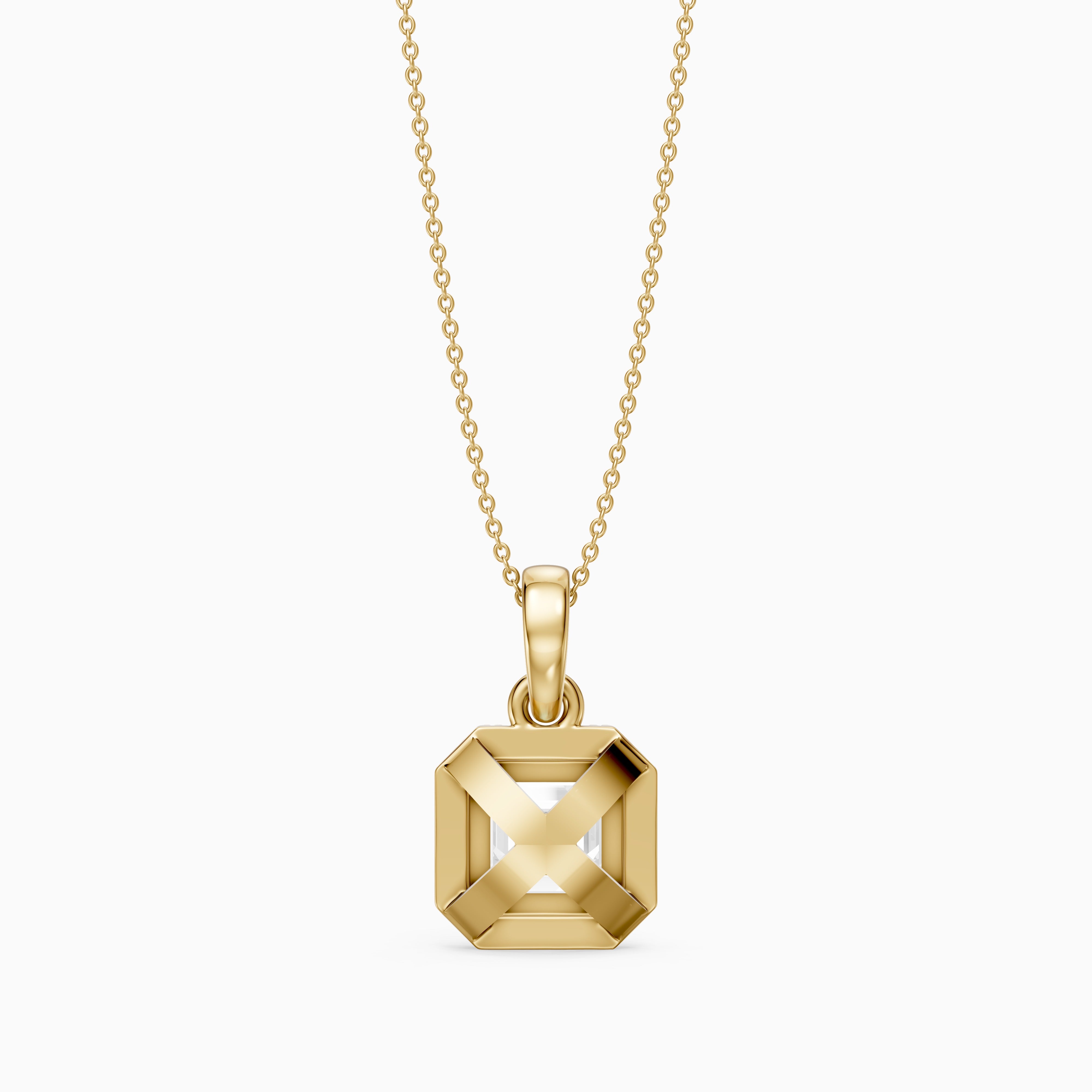 Alma Asscher Cut Lab Grown Diamond Halo Pendant