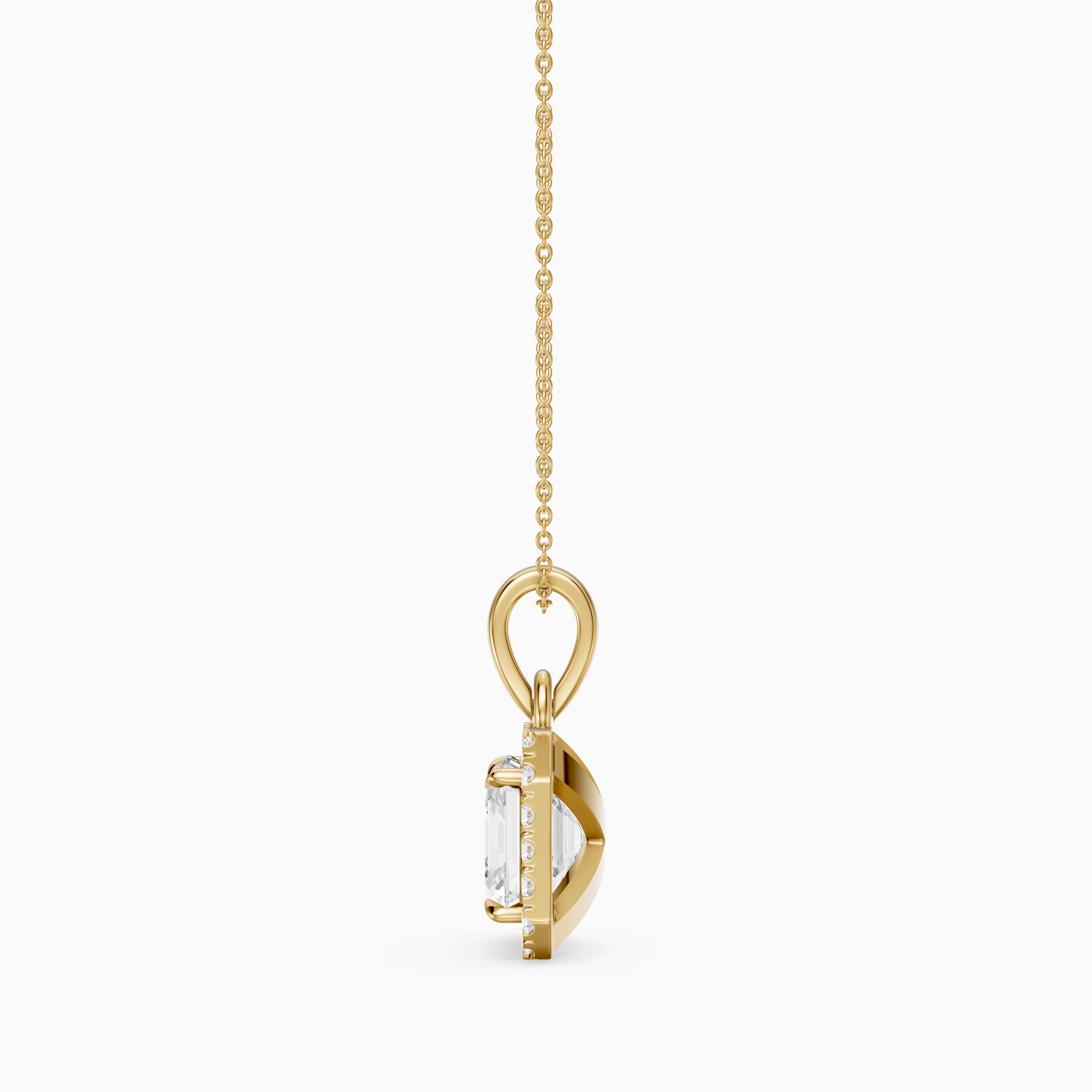 Alma Asscher Cut Lab Grown Diamond Halo Pendant