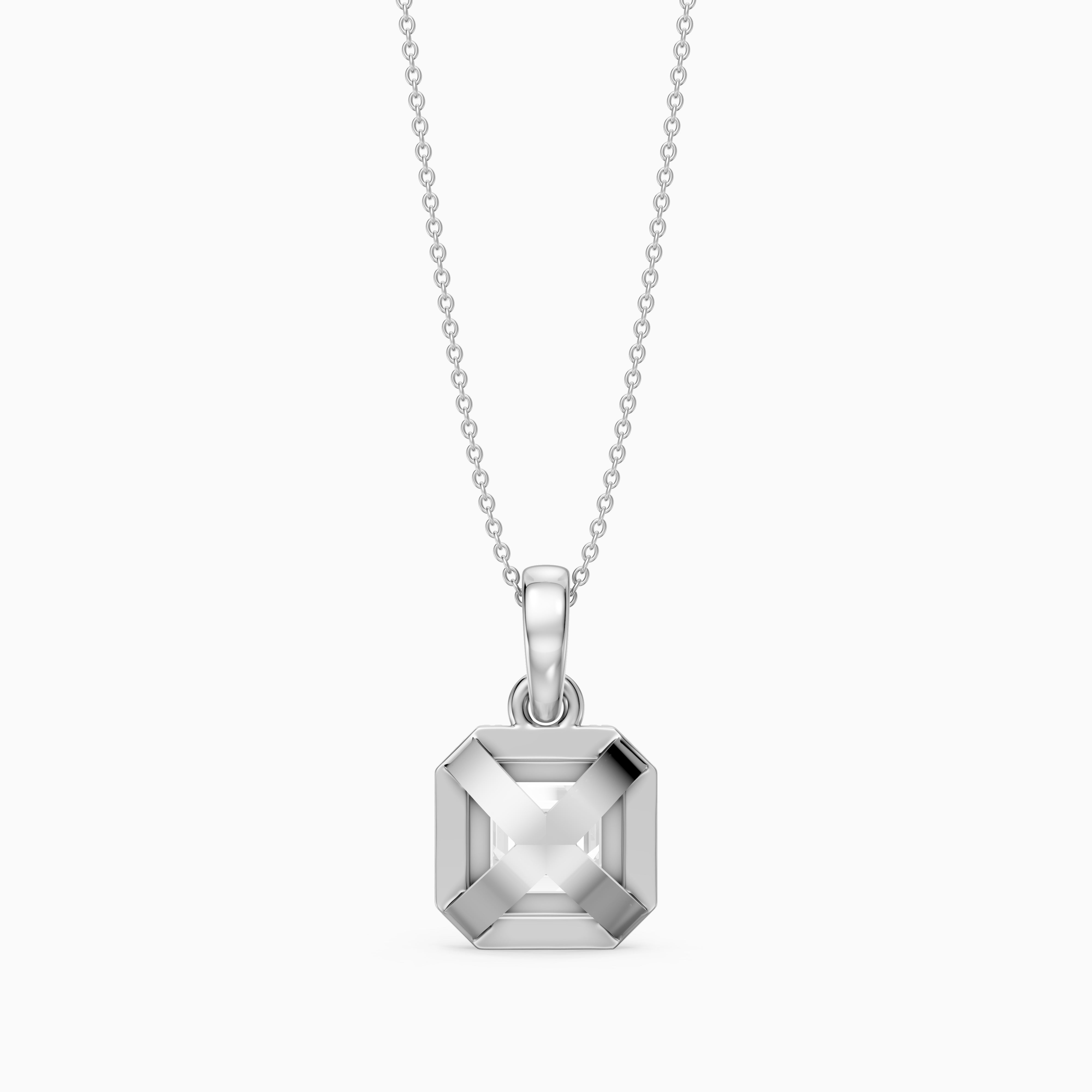 Alma Asscher Cut Lab Grown Diamond Halo Pendant