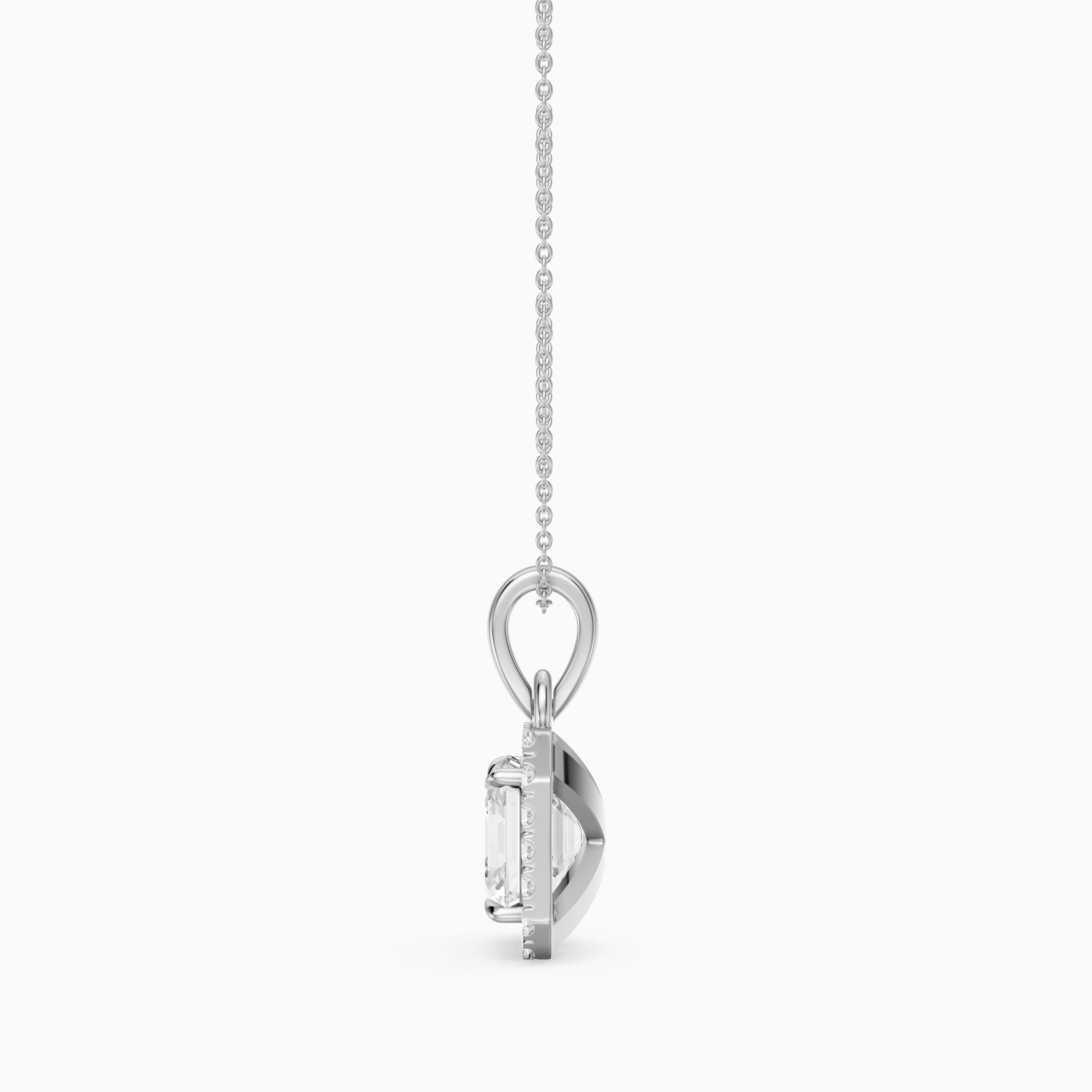 Alma Asscher Cut Lab Grown Diamond Halo Pendant