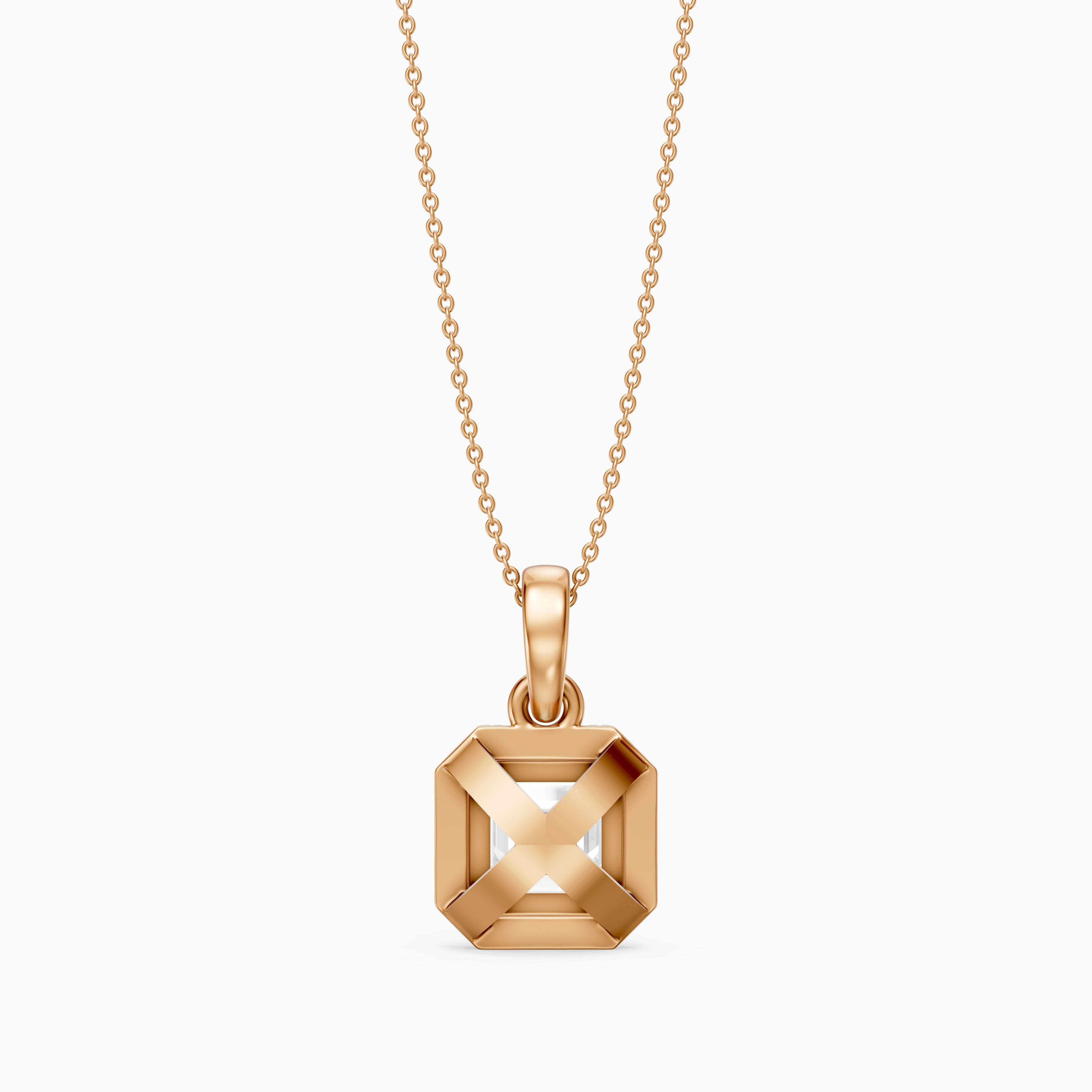 Alma Asscher Cut Lab Grown Diamond Halo Pendant