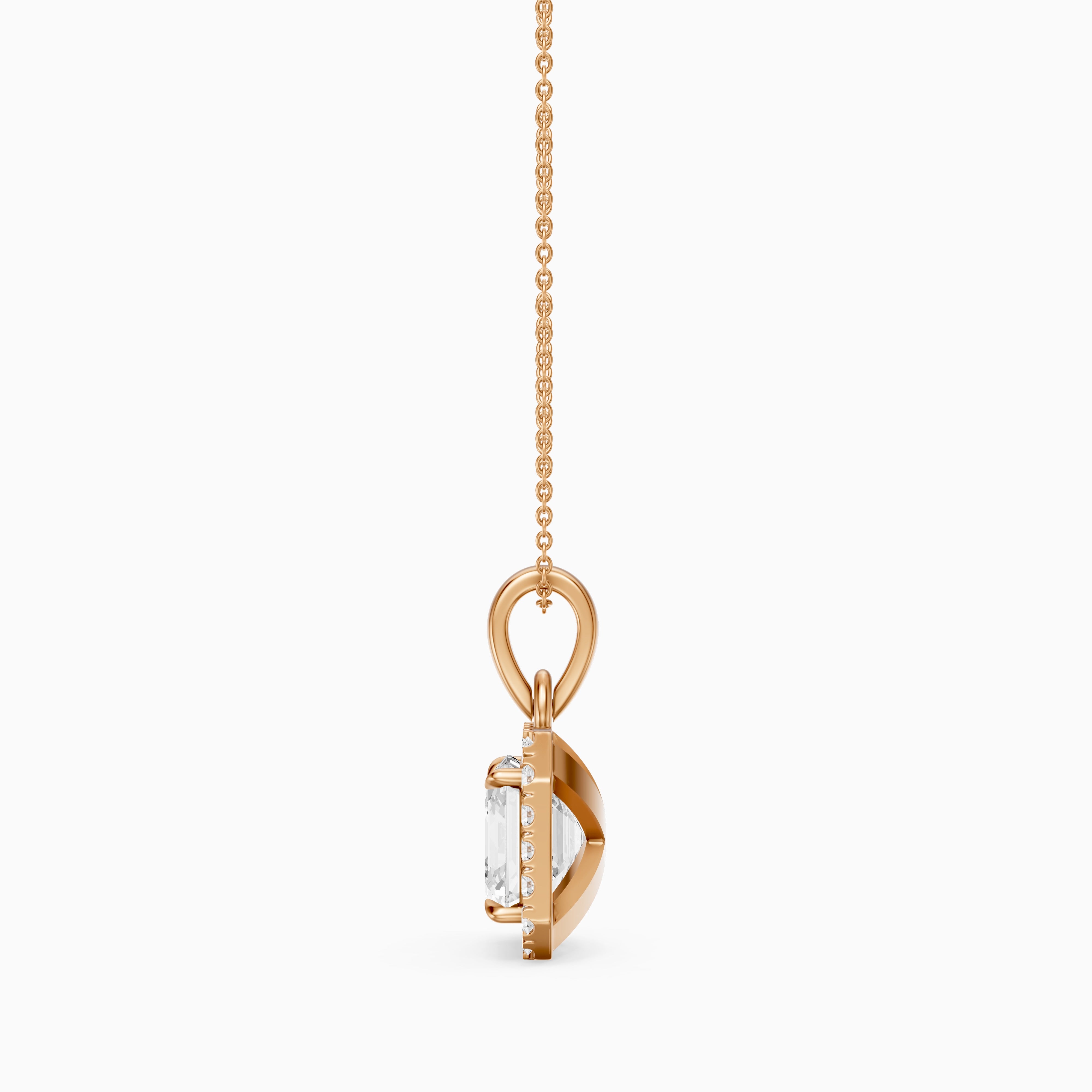 Alma Asscher Cut Lab Grown Diamond Halo Pendant