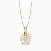 Clara Cushion Cut Lab Grown Diamond Halo Pendant