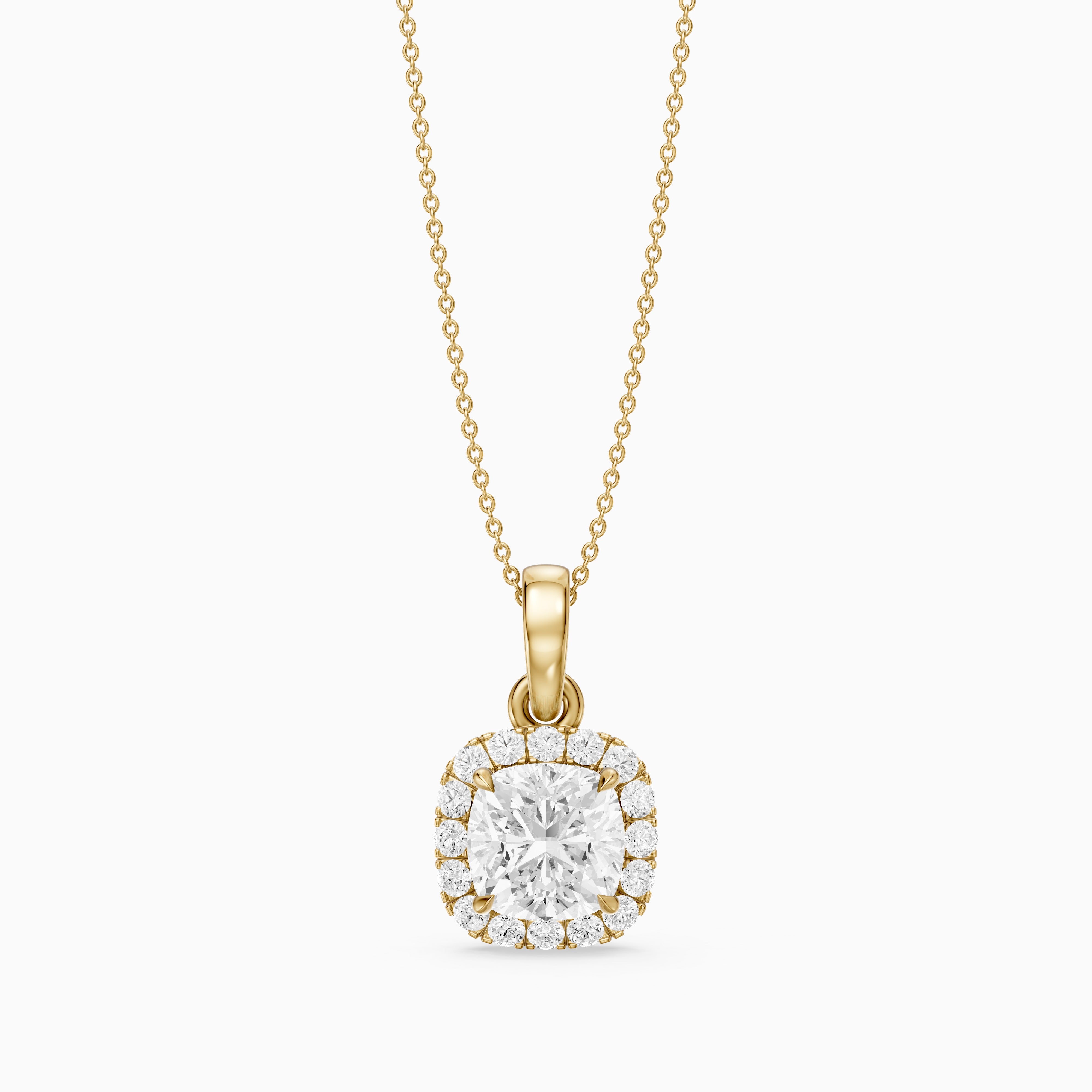 Clara Cushion Cut Lab Grown Diamond Halo Pendant